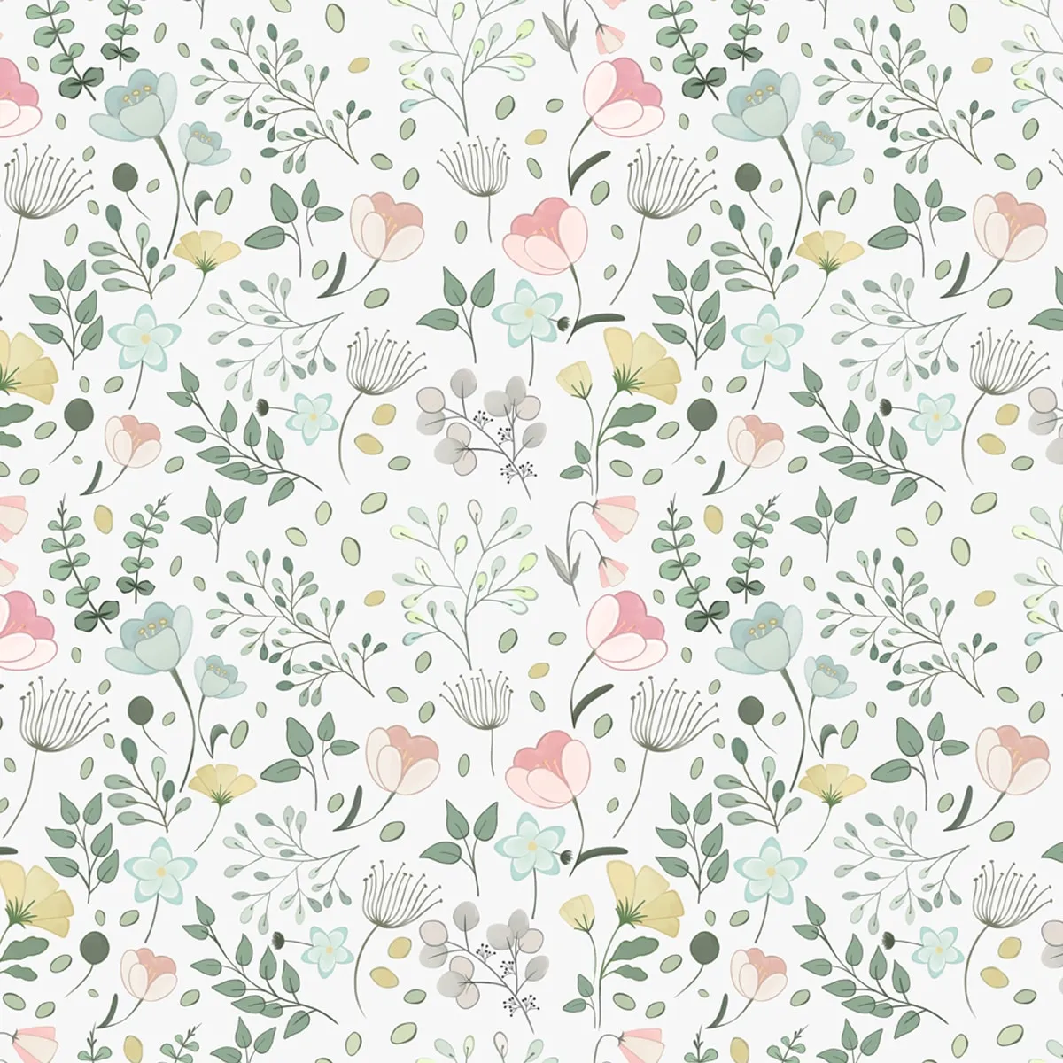 Cute Pastel Shades Floral Wallpaper