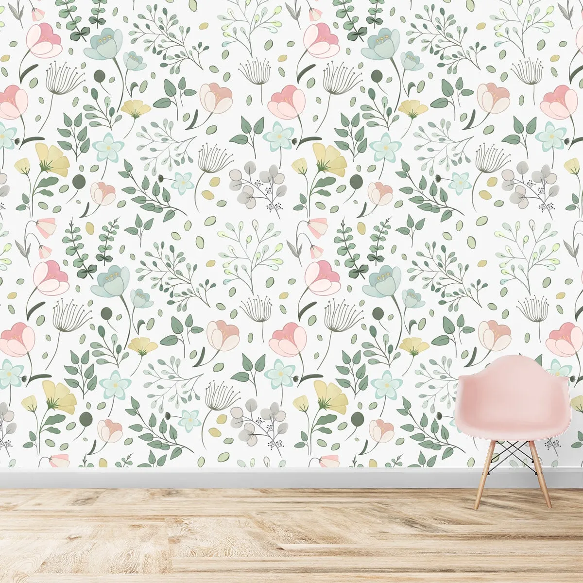 Cute Pastel Shades Floral Wallpaper