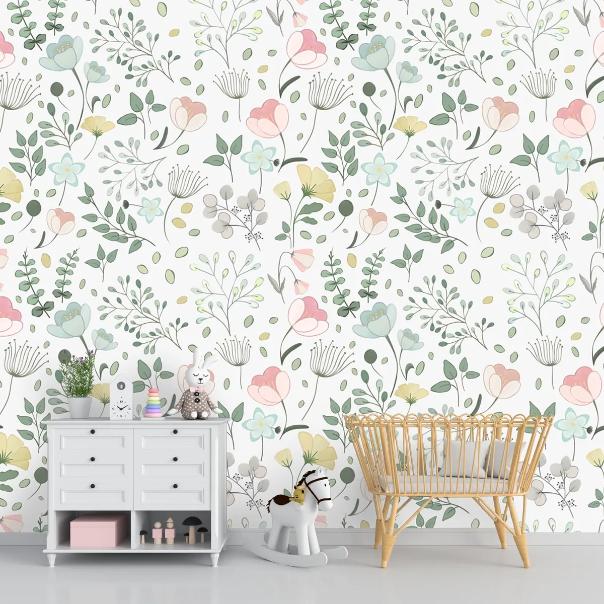 Cute Pastel Shades Floral Wallpaper