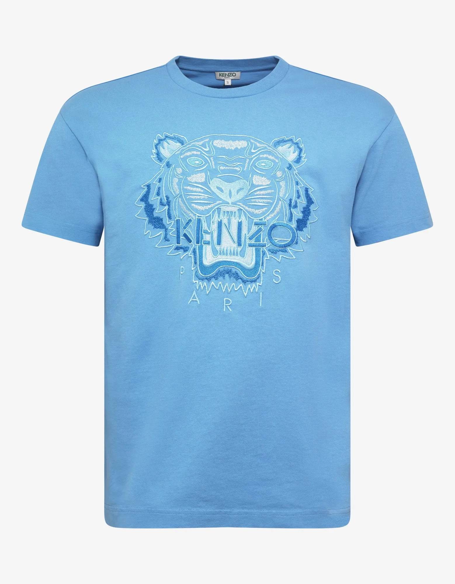 Cyan Tiger Embroidery T-Shirt -