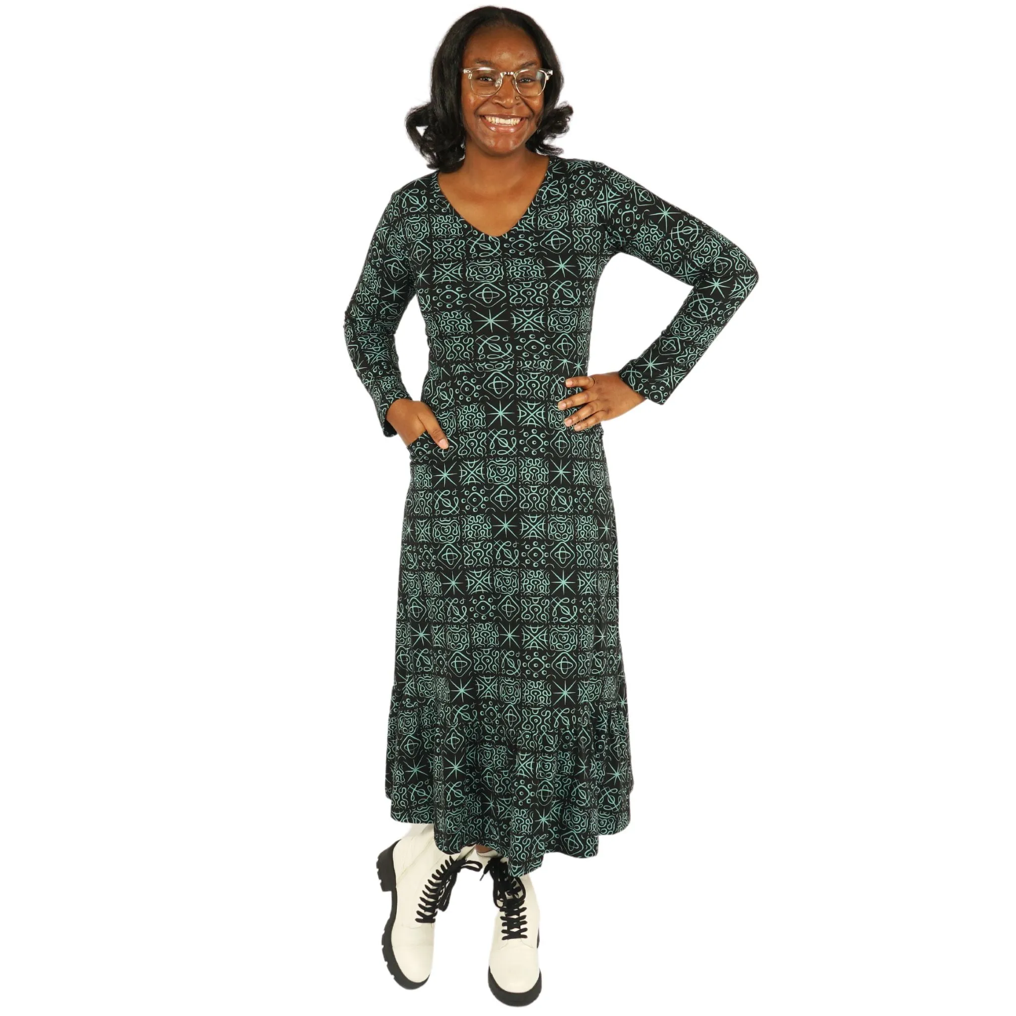 Cymatic Harmony Frill Long Midi Dress (With Waist Seam) [FINAL SALE]