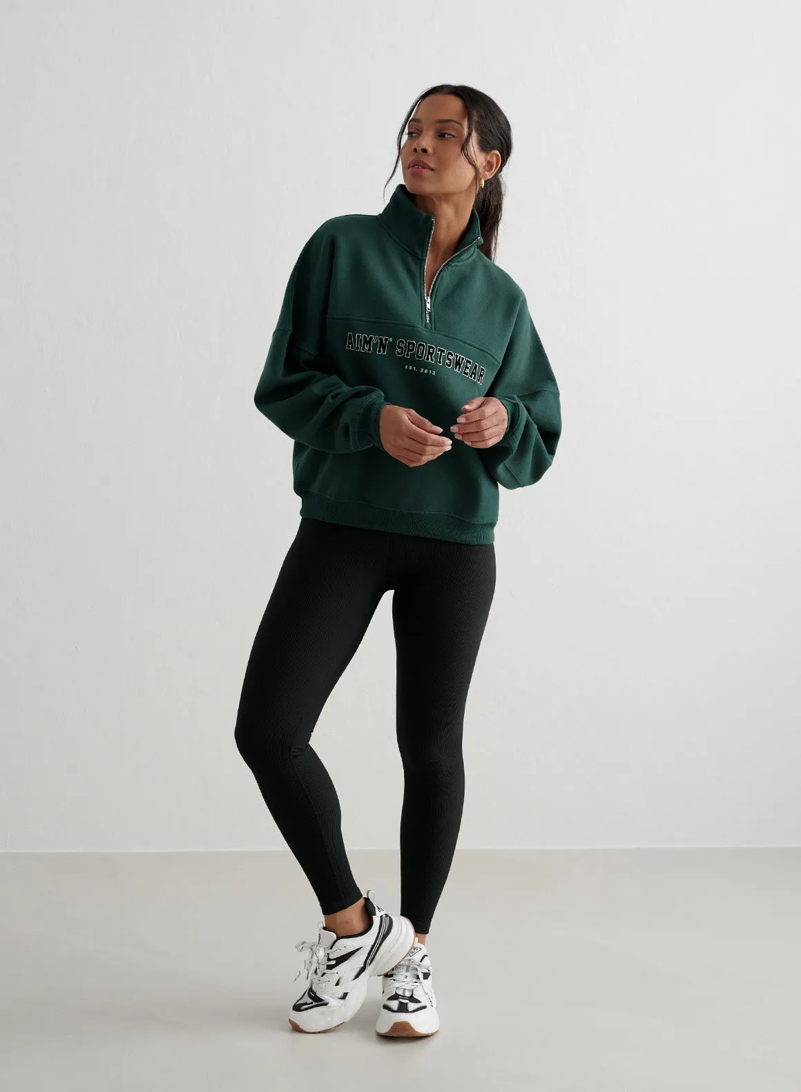 Deep Emerald Varsity Sweat Half Zip