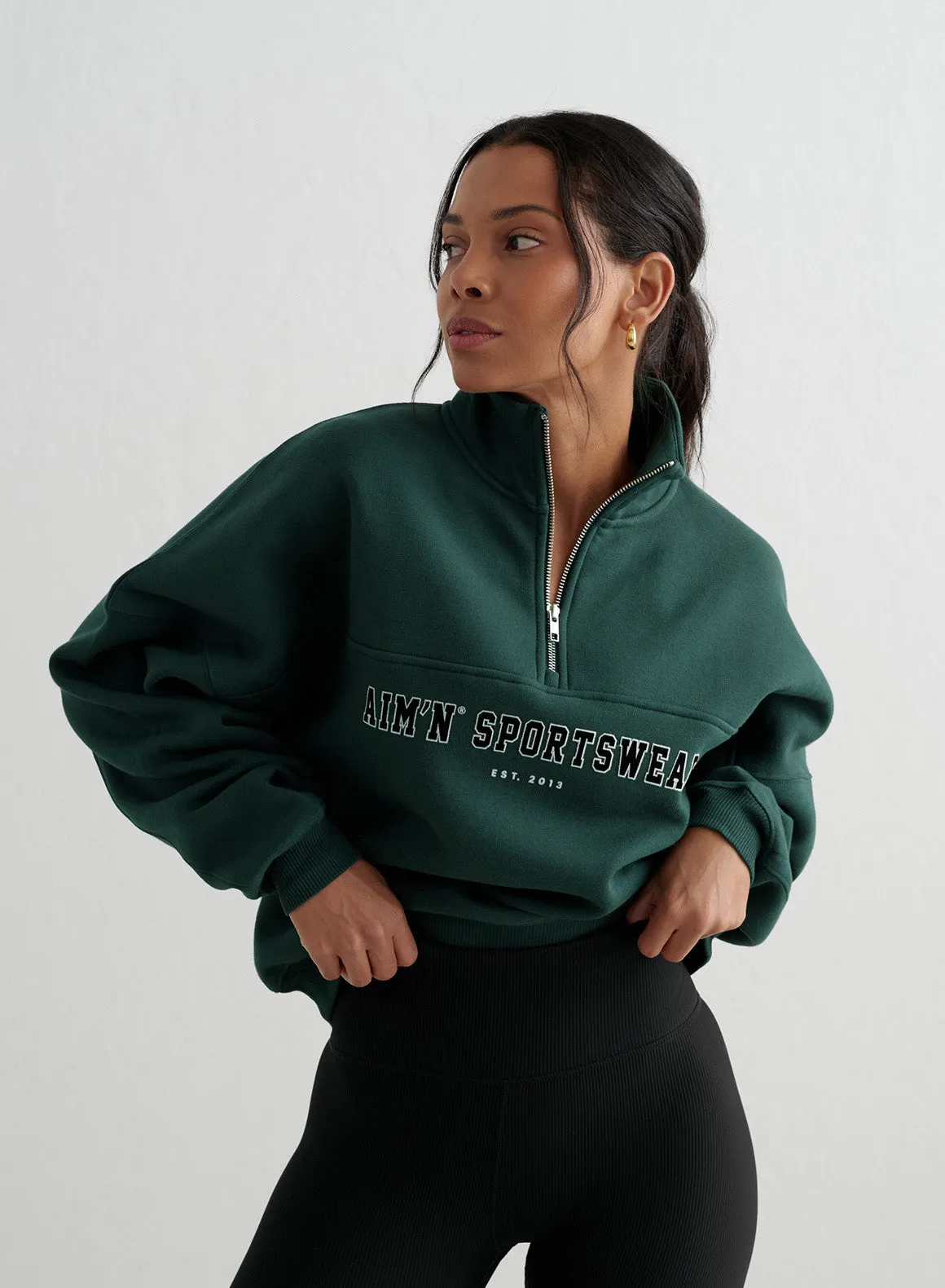 Deep Emerald Varsity Sweat Half Zip