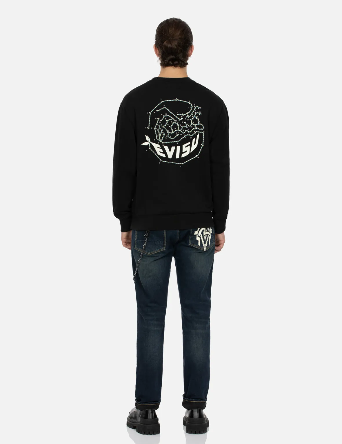 Dot-to-Dot Daruma and Logo Print Relax Fit Sweatshirt