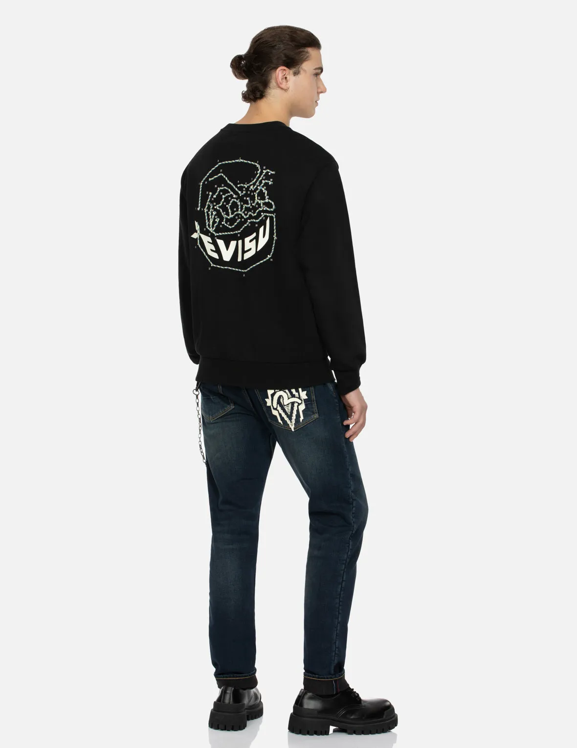 Dot-to-Dot Daruma and Logo Print Relax Fit Sweatshirt