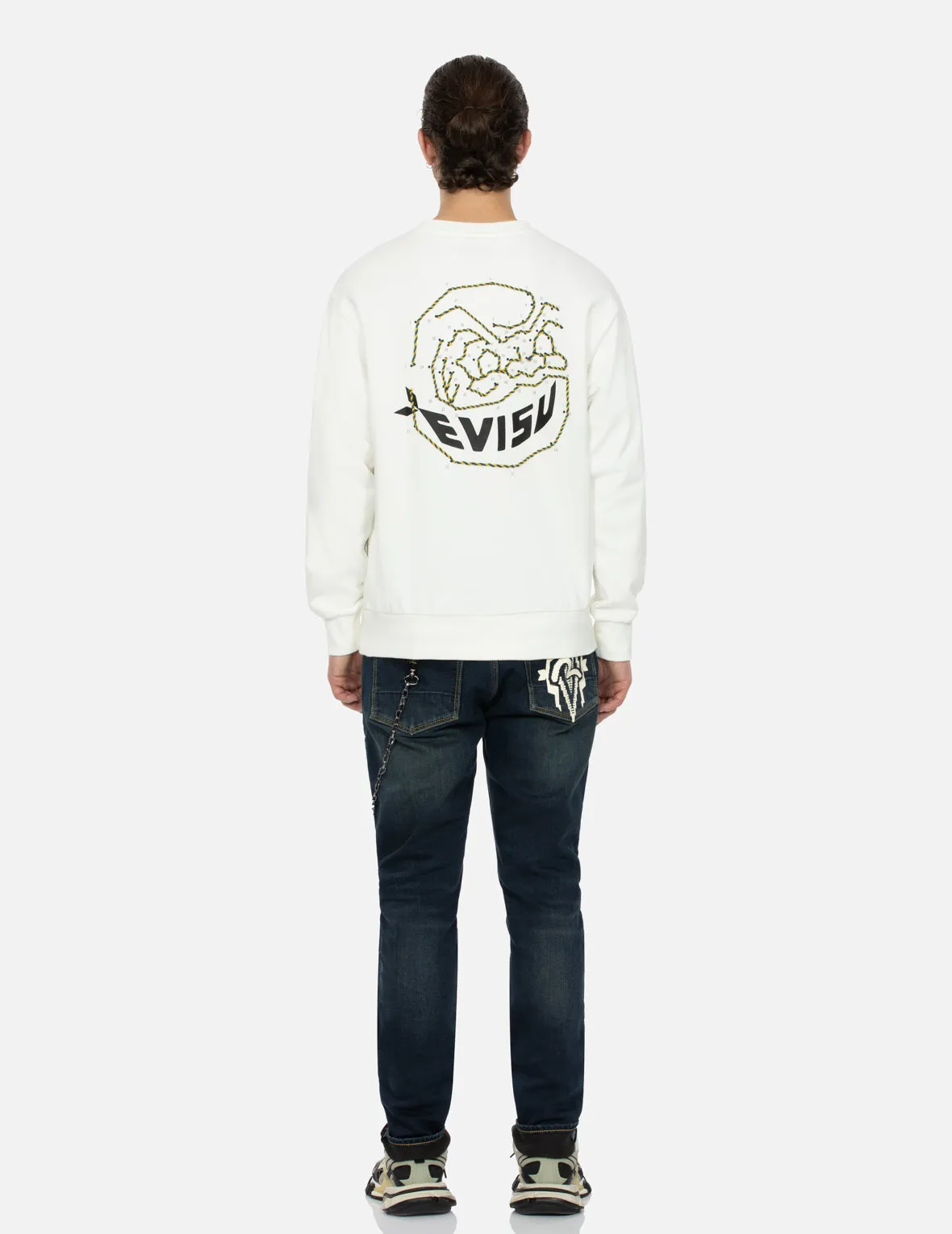 Dot-to-Dot Daruma and Logo Print Relax Fit Sweatshirt