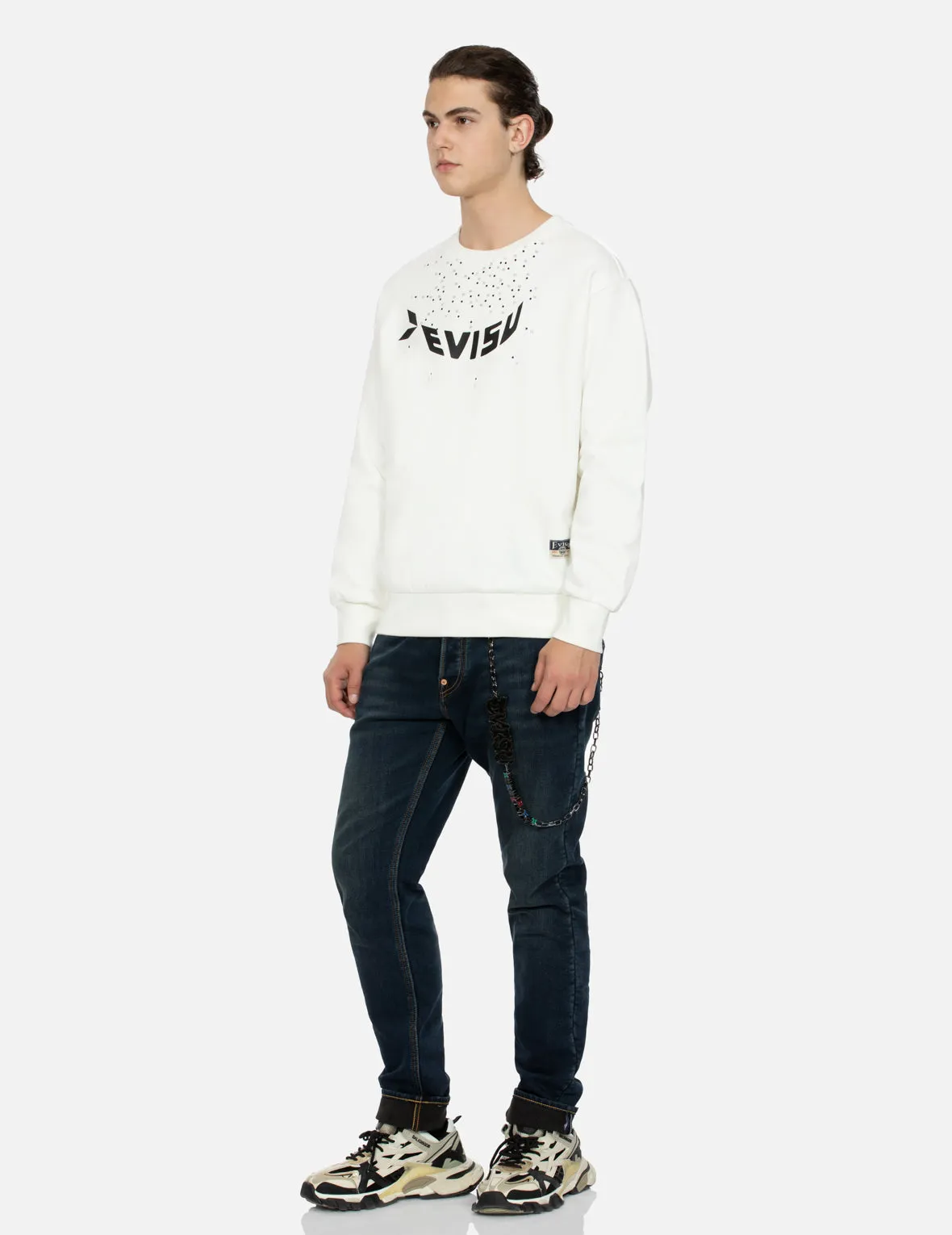 Dot-to-Dot Daruma and Logo Print Relax Fit Sweatshirt