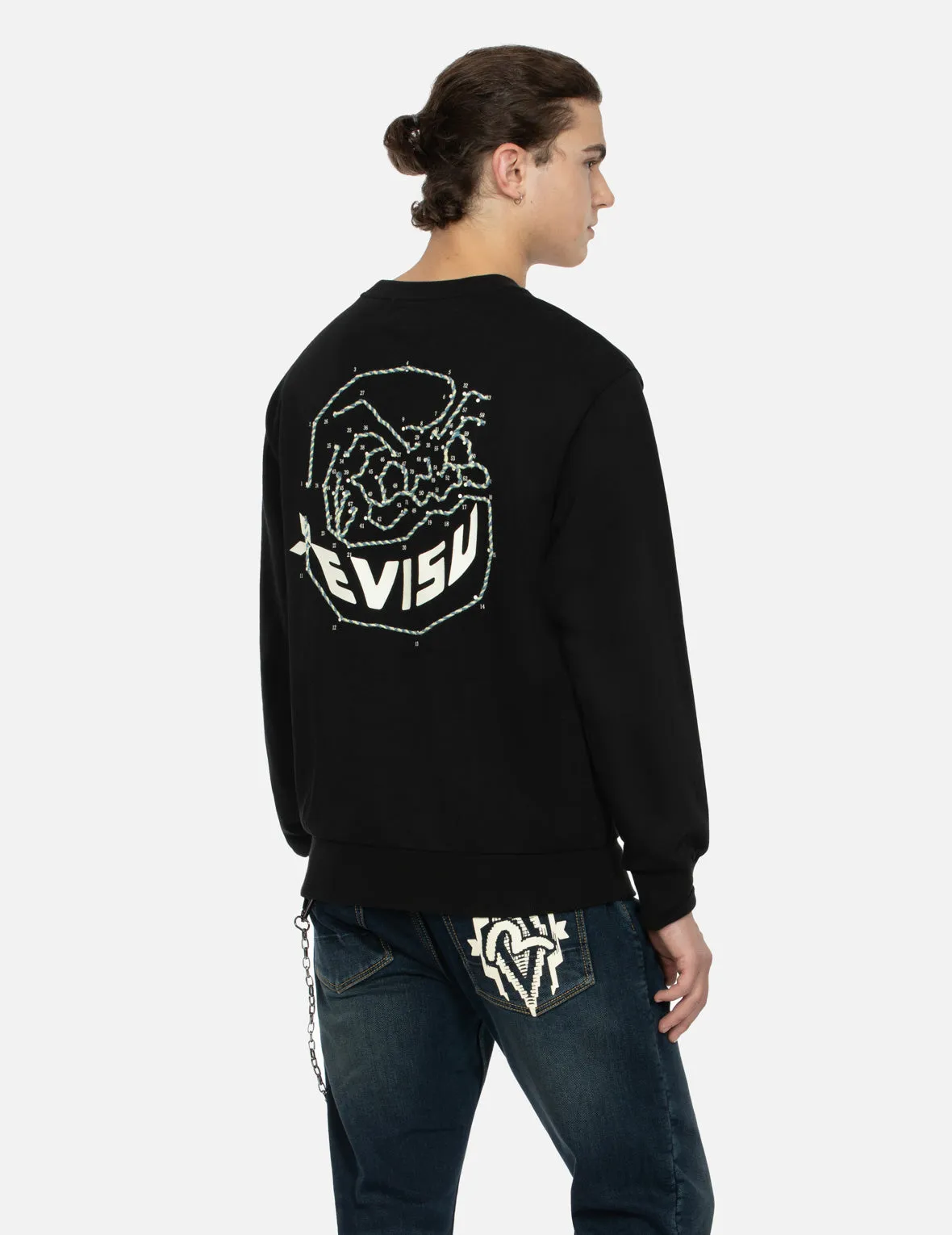 Dot-to-Dot Daruma and Logo Print Relax Fit Sweatshirt