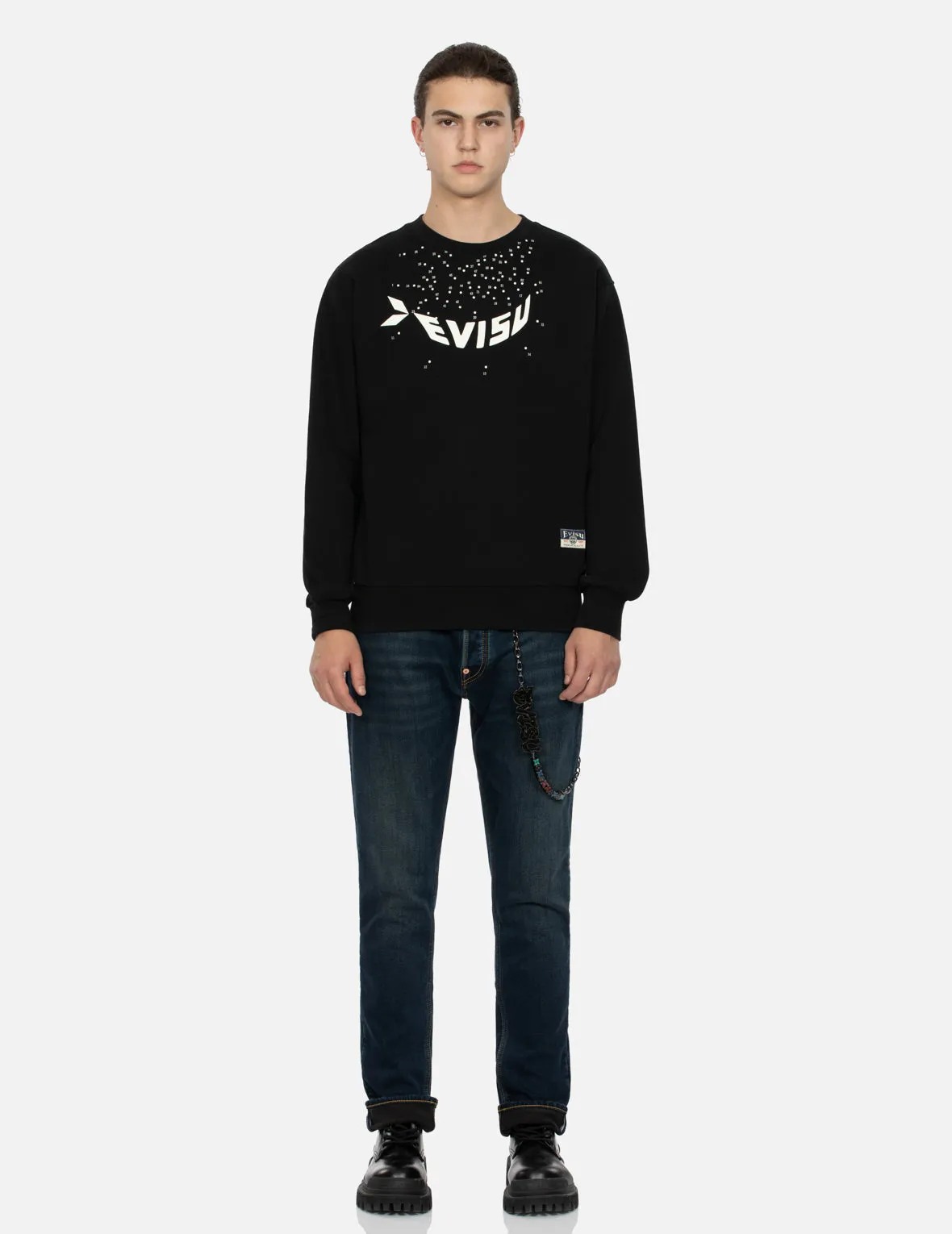 Dot-to-Dot Daruma and Logo Print Relax Fit Sweatshirt