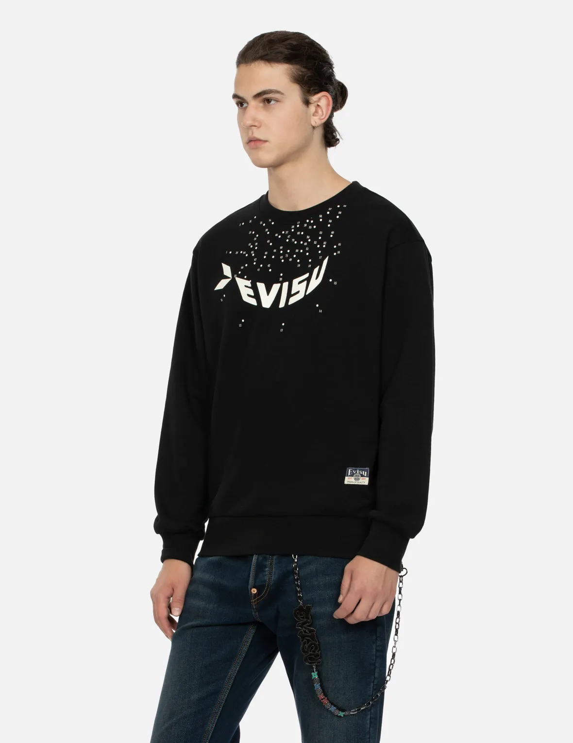 Dot-to-Dot Daruma and Logo Print Relax Fit Sweatshirt