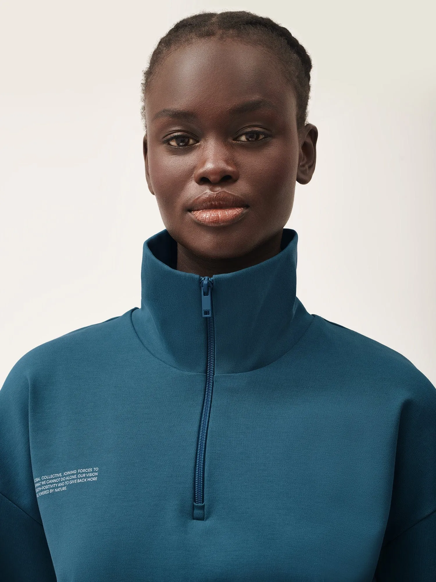 Double Jersey Half Zip Sweatshirt—storm blue