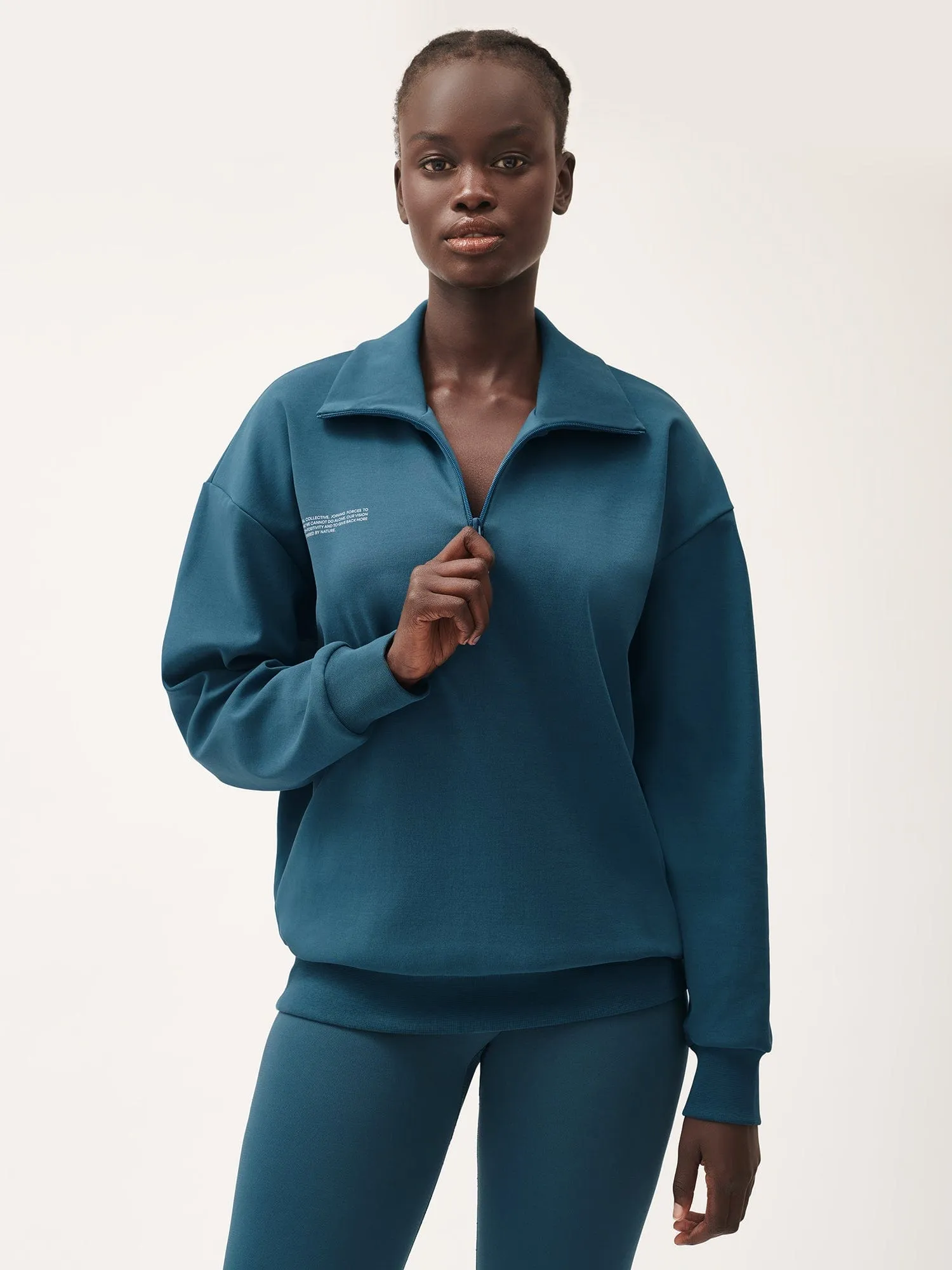 Double Jersey Half Zip Sweatshirt—storm blue