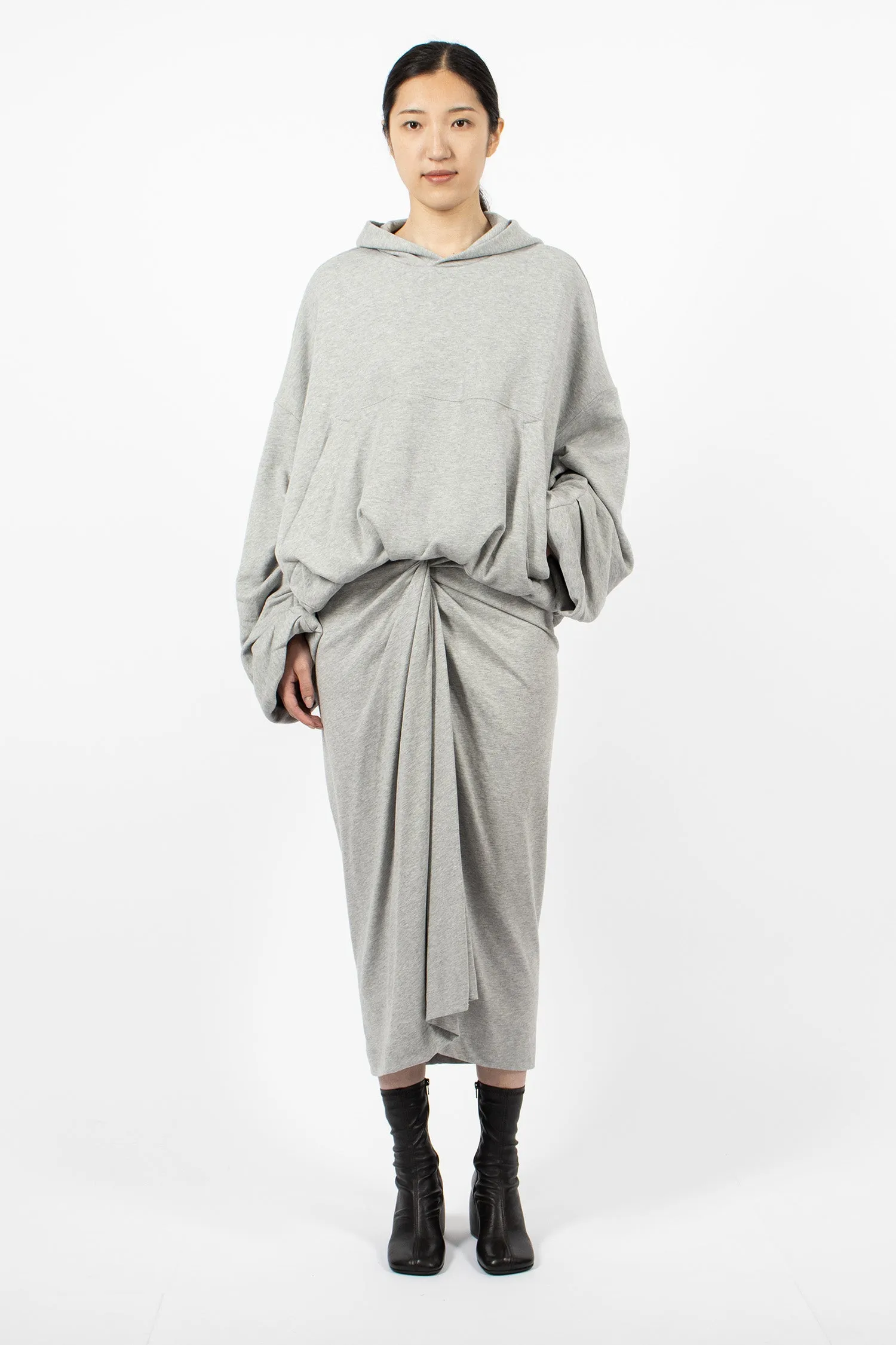 Draped Hoodie Grey Melange