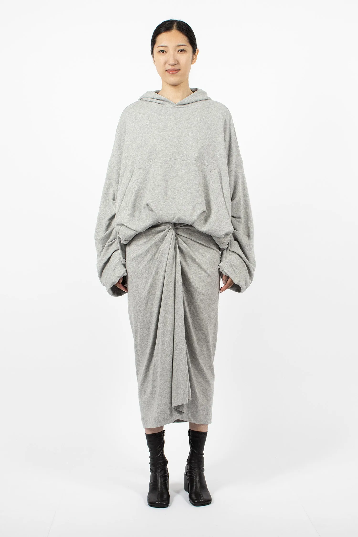 Draped Hoodie Grey Melange