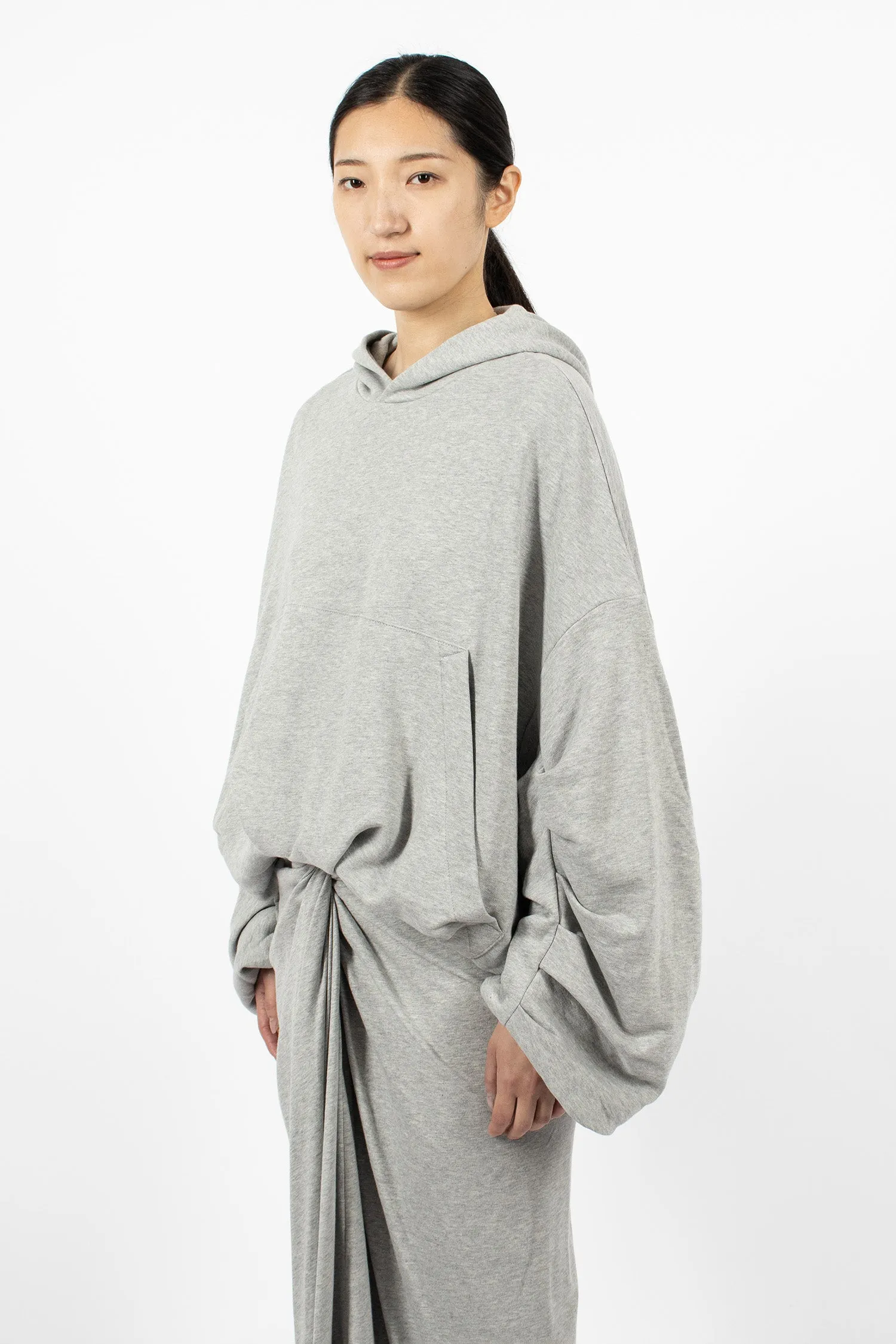 Draped Hoodie Grey Melange