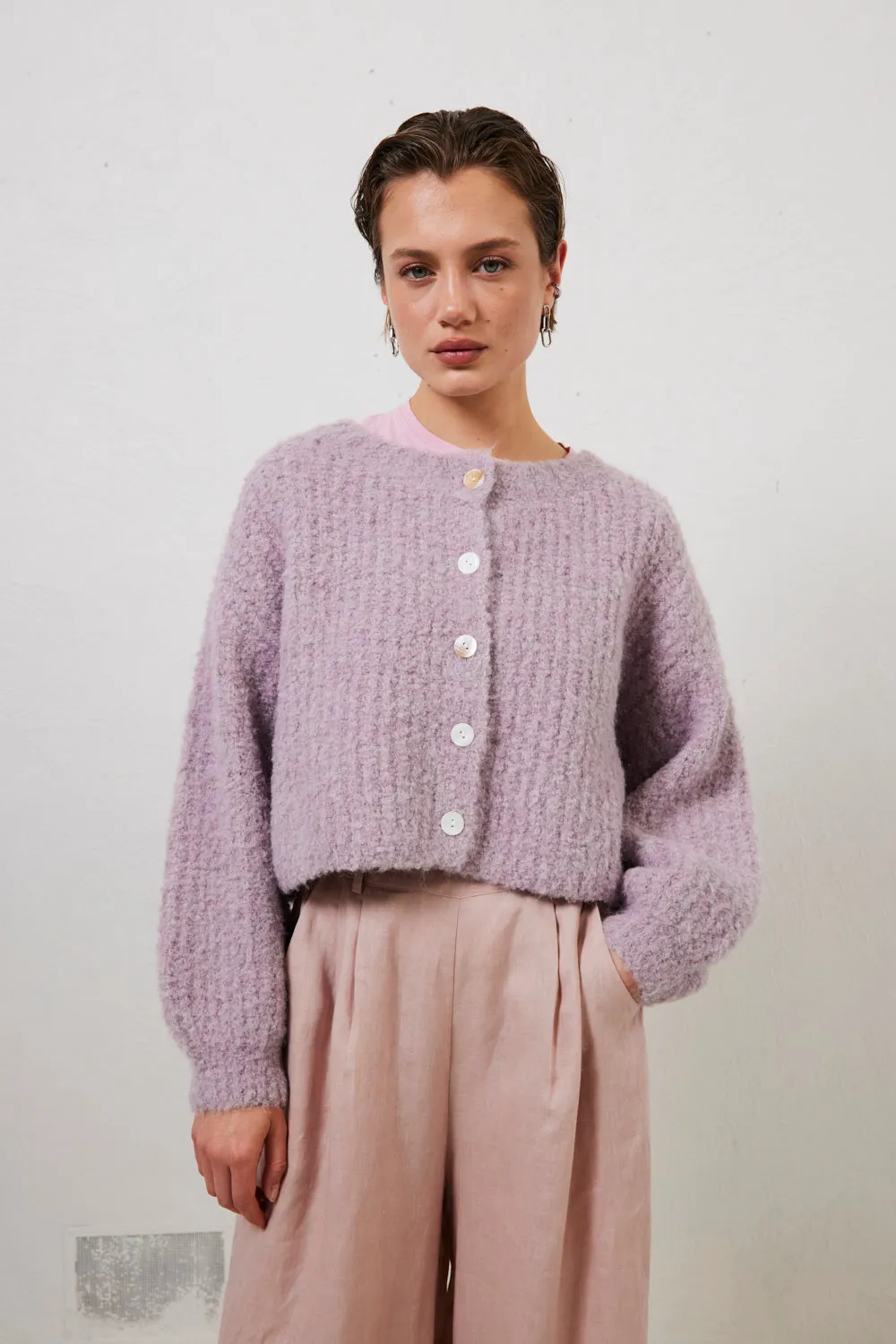 Elsie Knit Cardigan Lilac