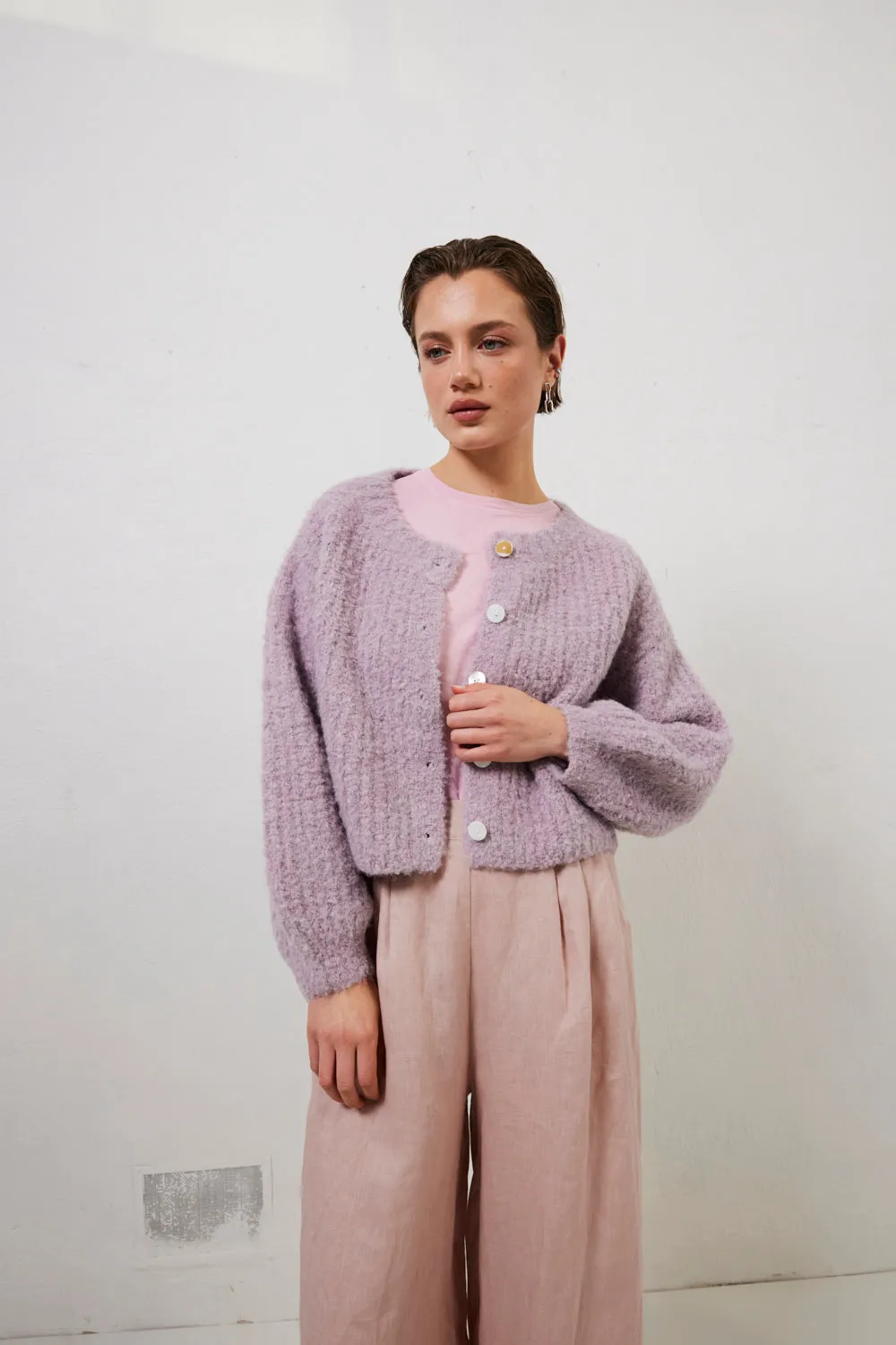 Elsie Knit Cardigan Lilac