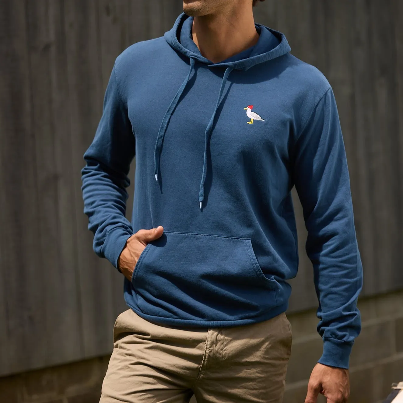 Embroidered Seagull Pullover, Blue Steel