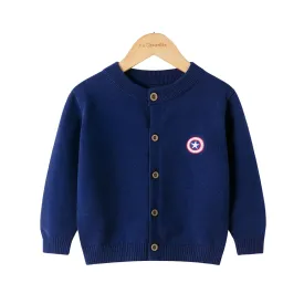 Full Sleeve Crew Neck  Boys Cardigan, Mulitcolours