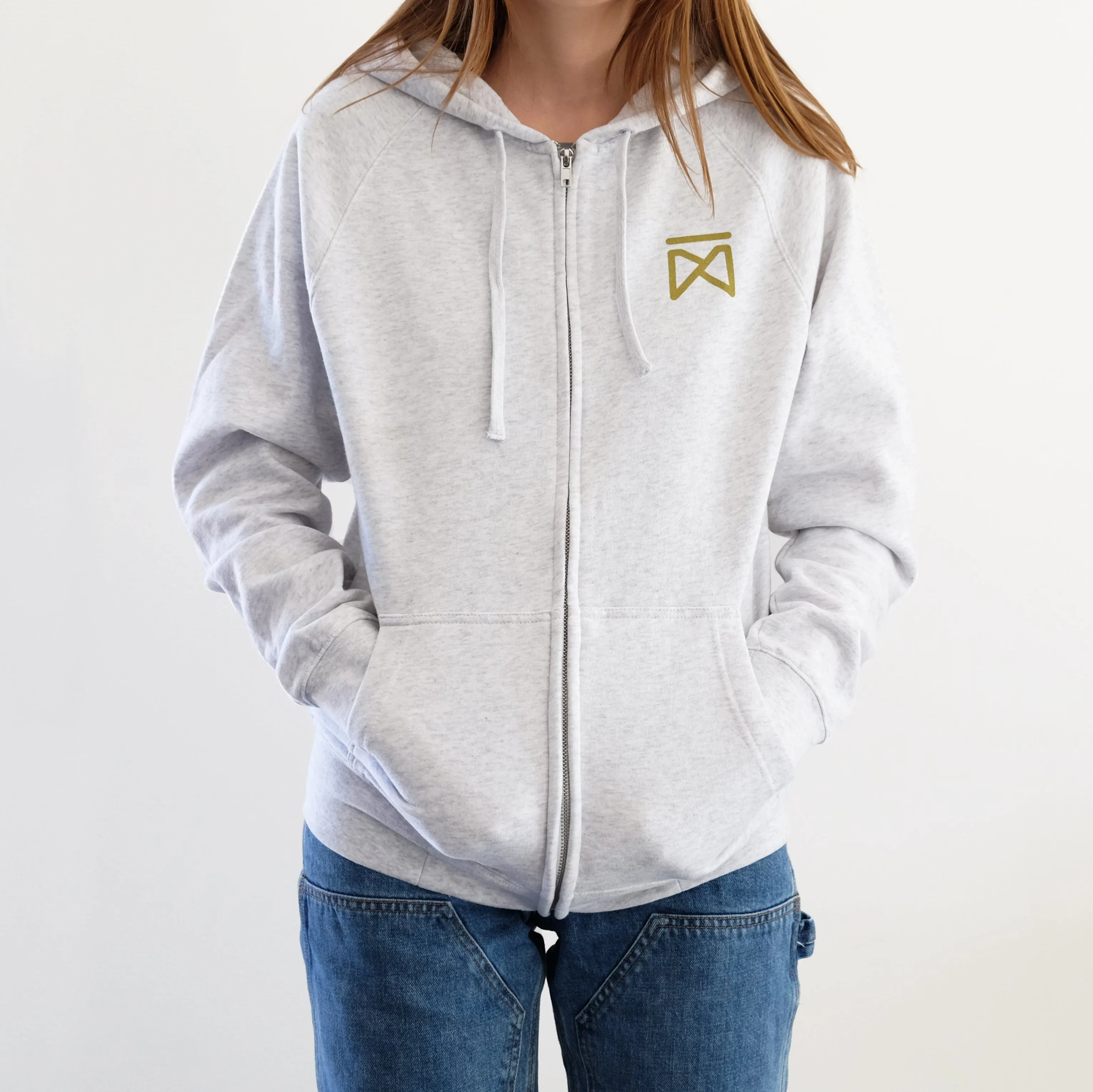 Garza Marfa White Heather Grey Unisex Zip Hoodie