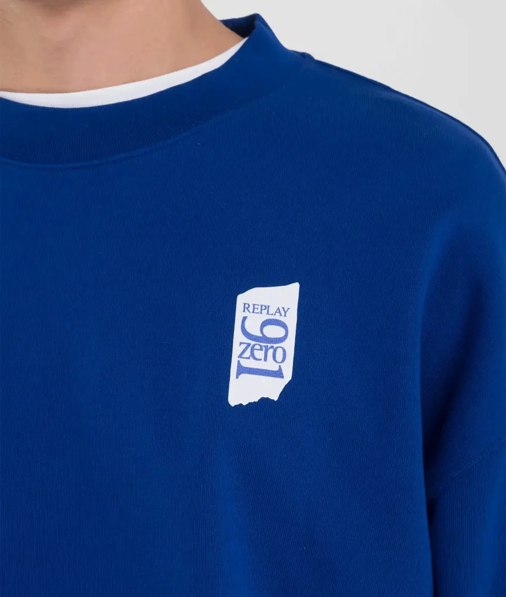 Genderless Crew-neck Sweatshirt With 9zero1 Logo - Blue