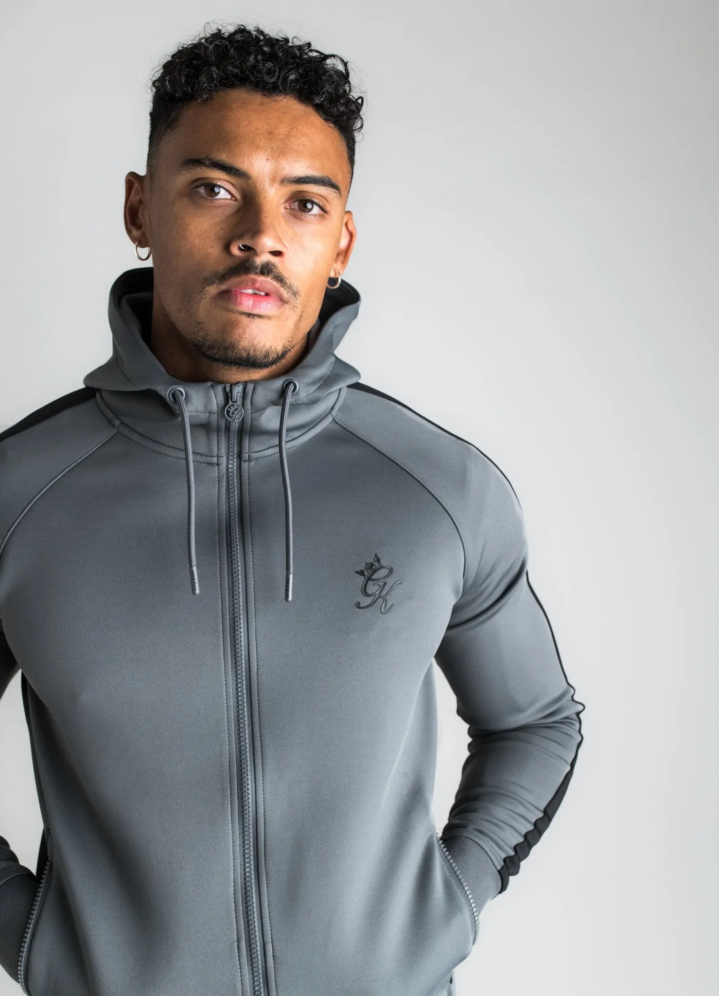 GK Basis Poly Tracksuit Top - Dark Grey/Black