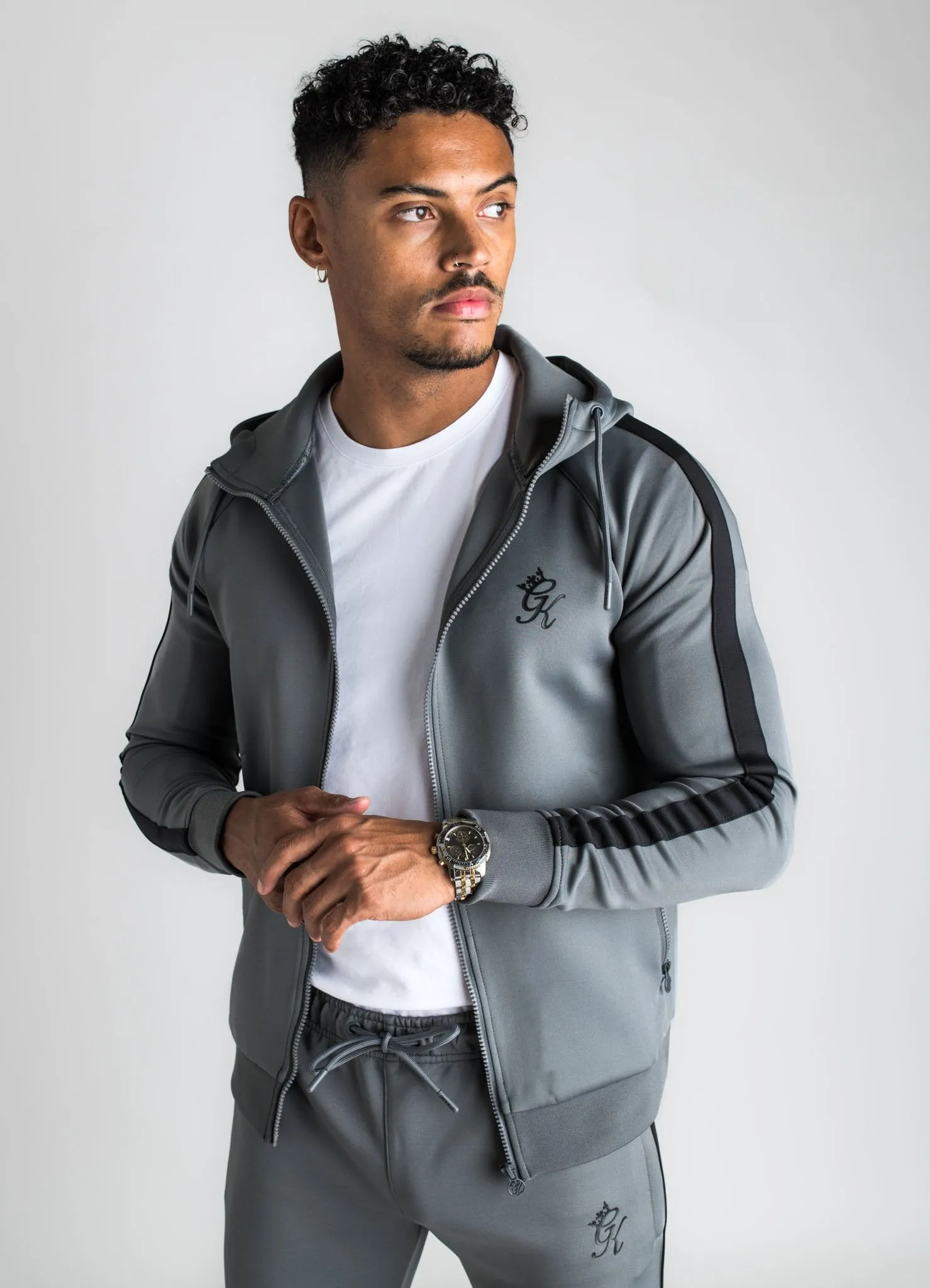 GK Basis Poly Tracksuit Top - Dark Grey/Black