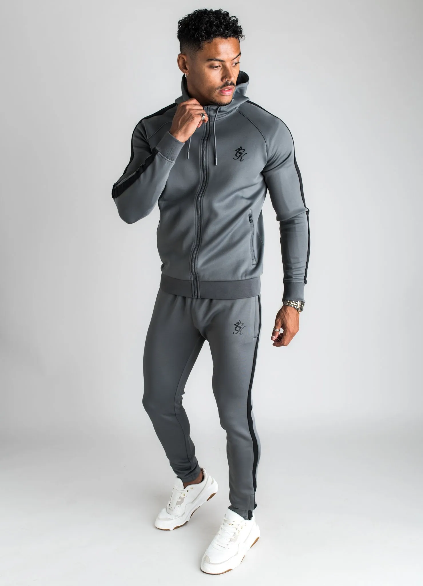 GK Basis Poly Tracksuit Top - Dark Grey/Black