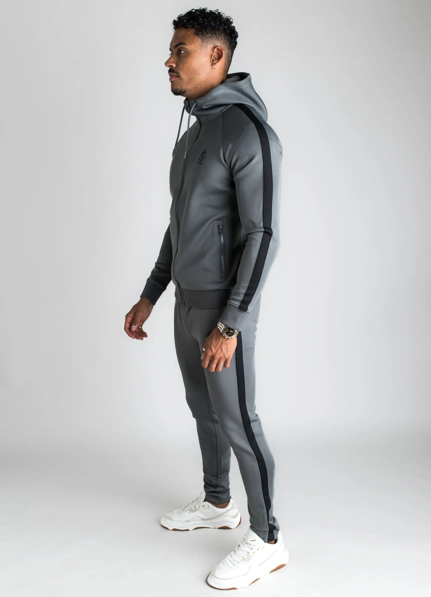 GK Basis Poly Tracksuit Top - Dark Grey/Black