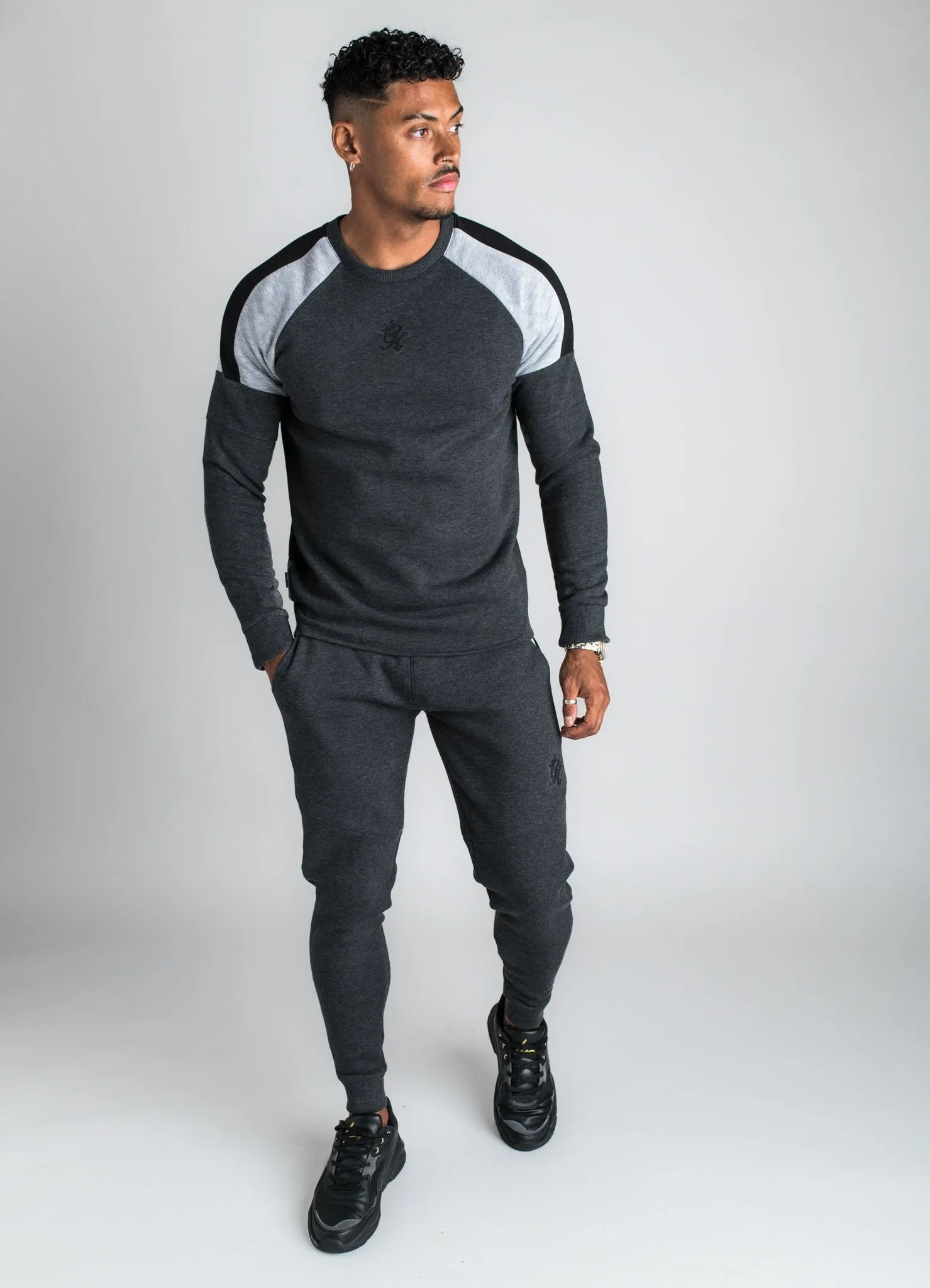 GK Core Plus Contrast Crew Sweatshirt - Charcoal Marl/Grey Marl