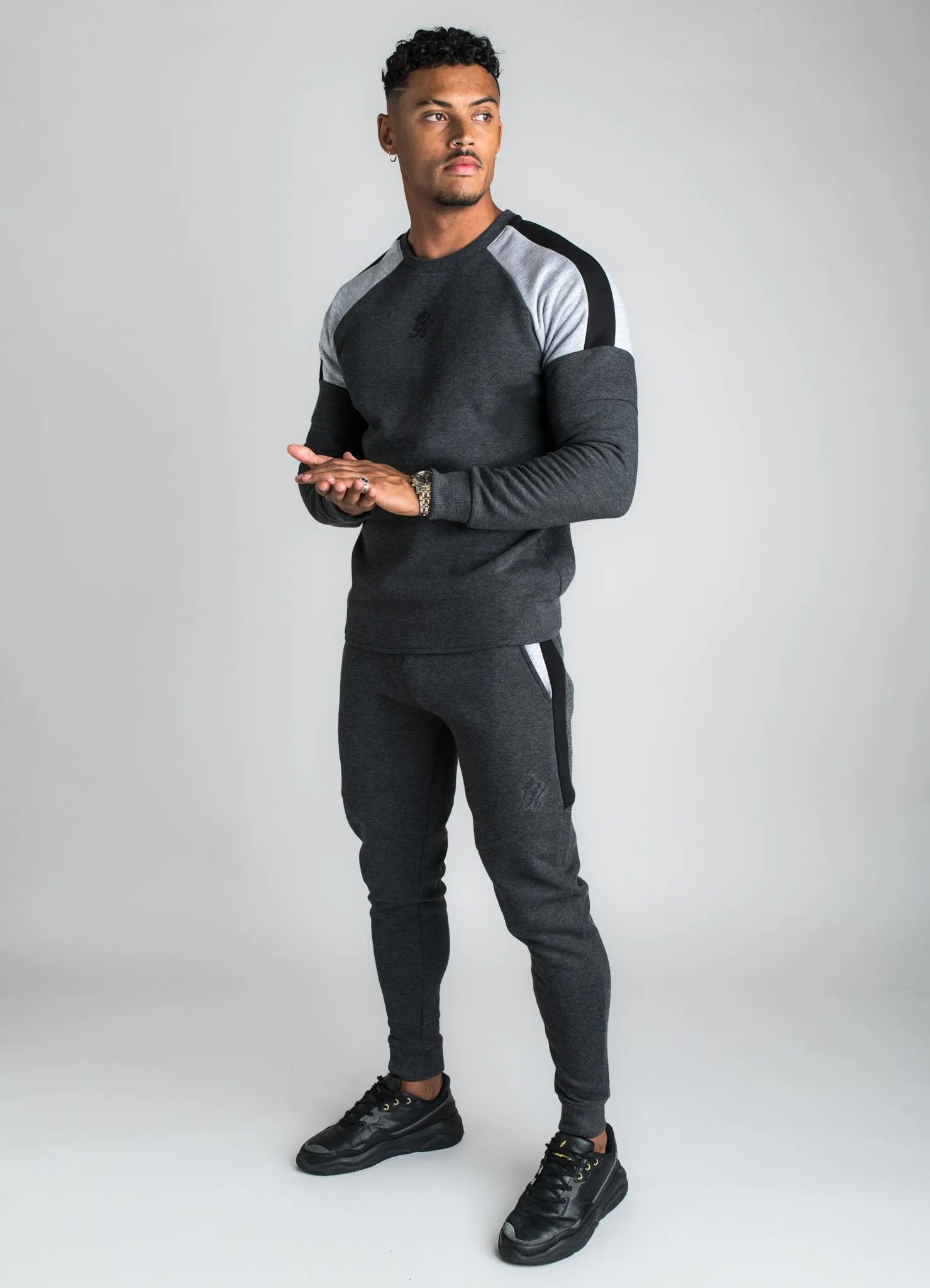 GK Core Plus Contrast Crew Sweatshirt - Charcoal Marl/Grey Marl