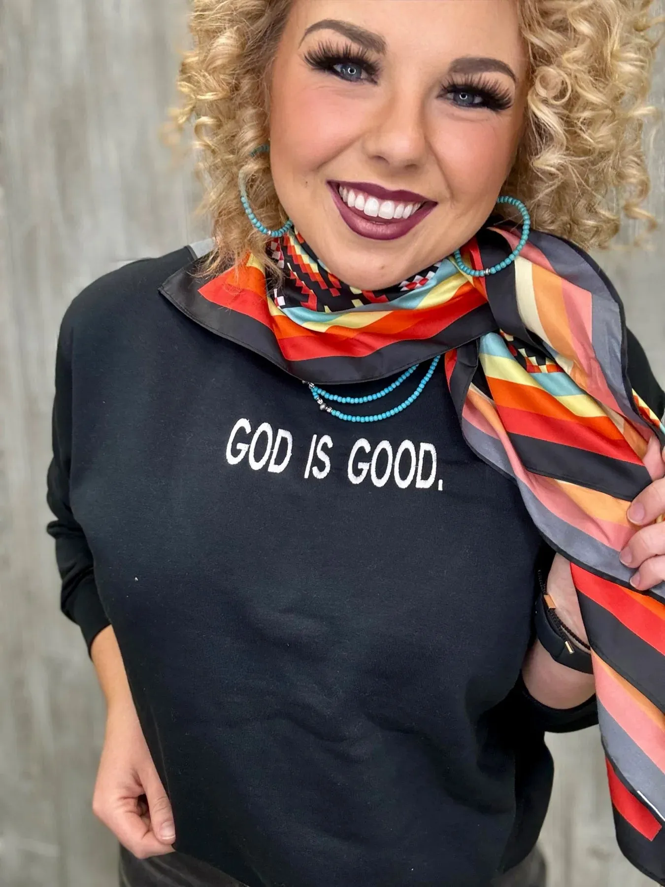 God Is Good Embroidered Sweatshirt