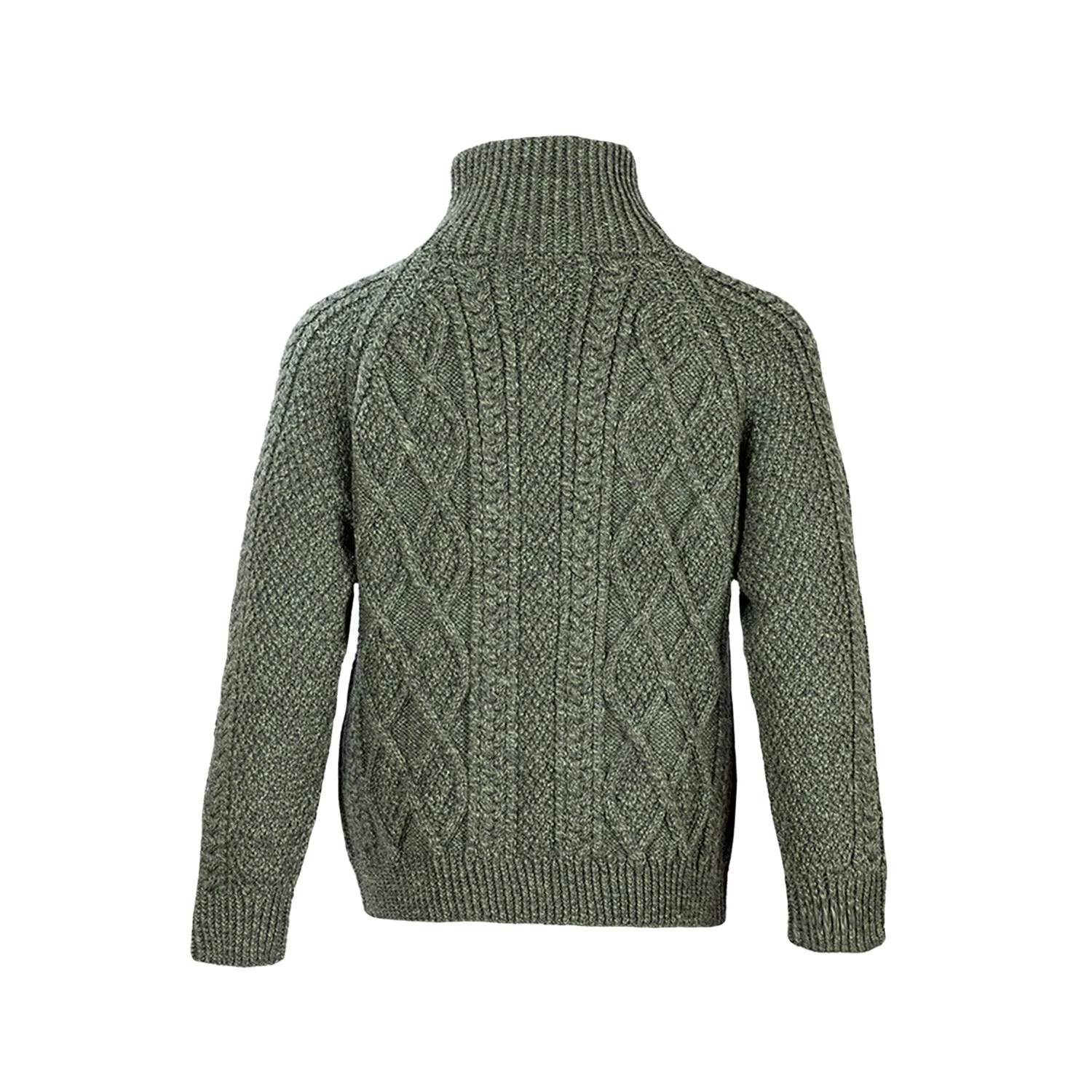 Green Unisex Hand Knit Aran Cardigan