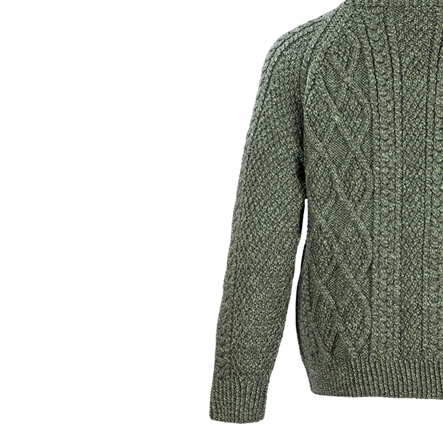 Green Unisex Hand Knit Aran Cardigan