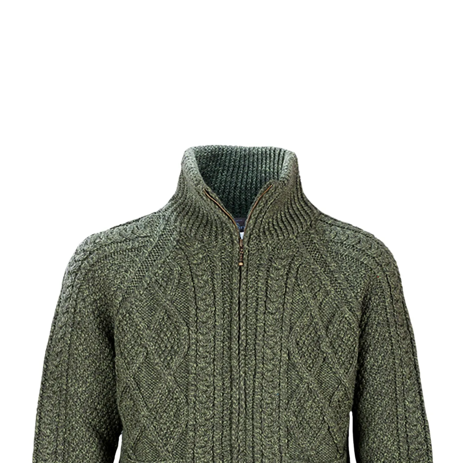 Green Unisex Hand Knit Aran Cardigan