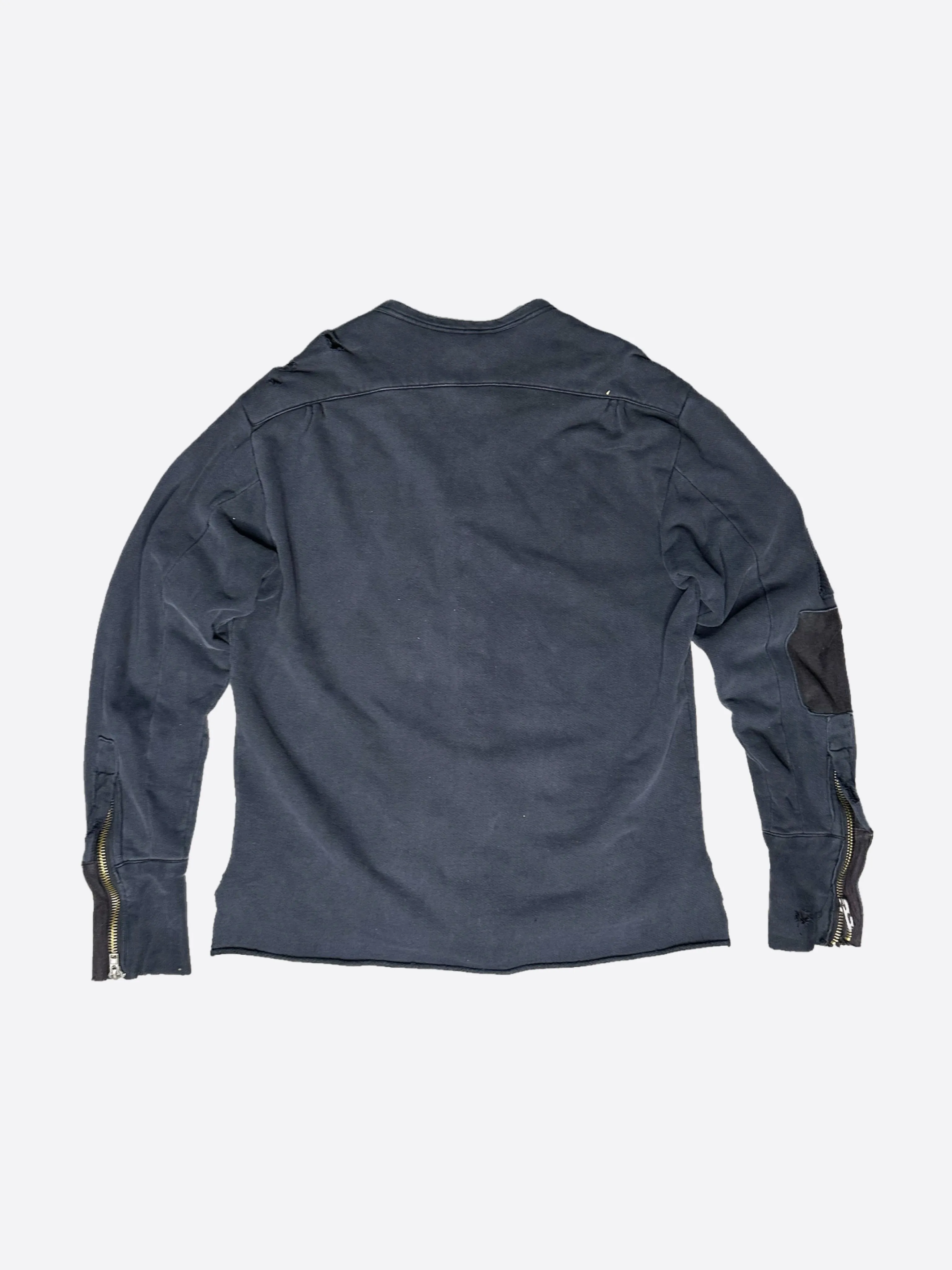 GREG LAUREN 1/1 DISTRESSED ZIP UP SWEATSHIRT