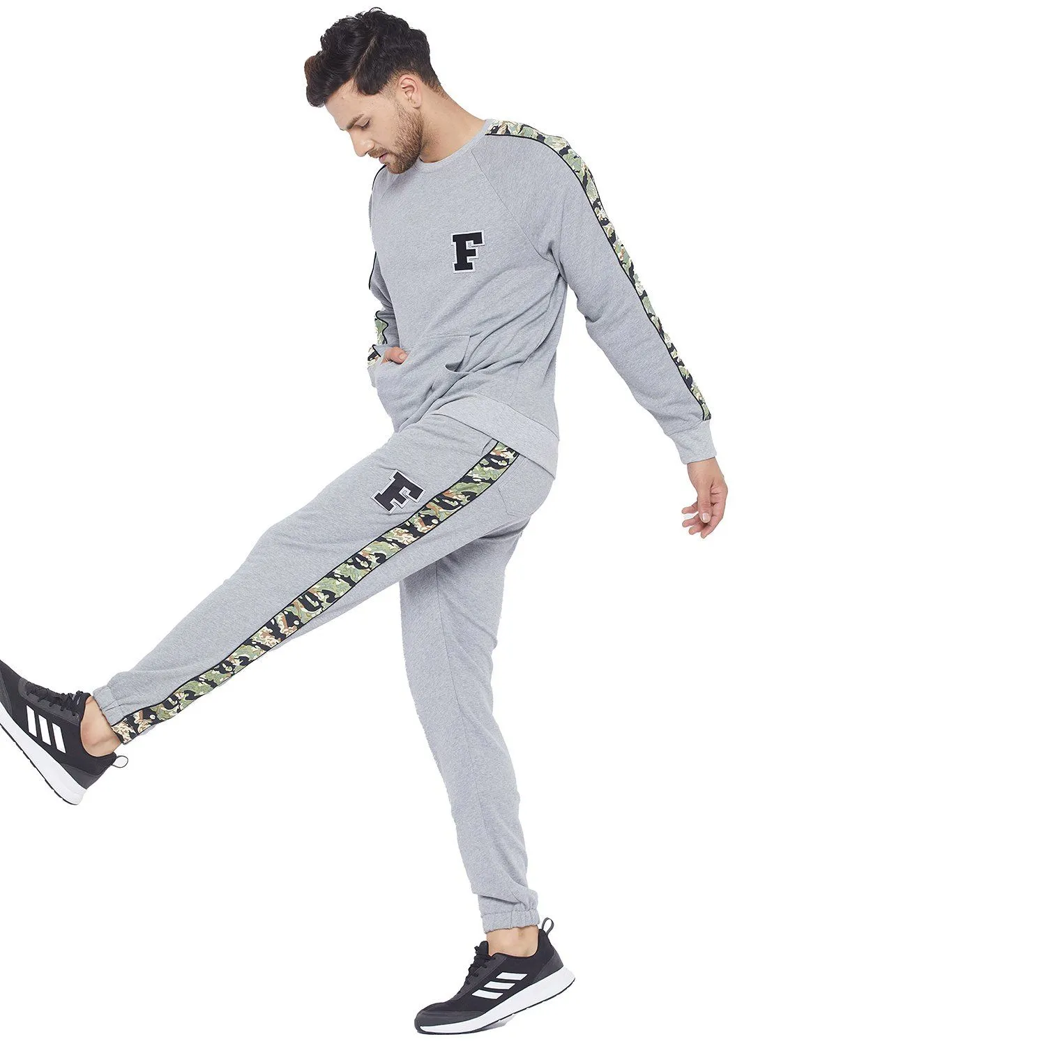 Grey Oversized Camo Taped Combo Tracksuit