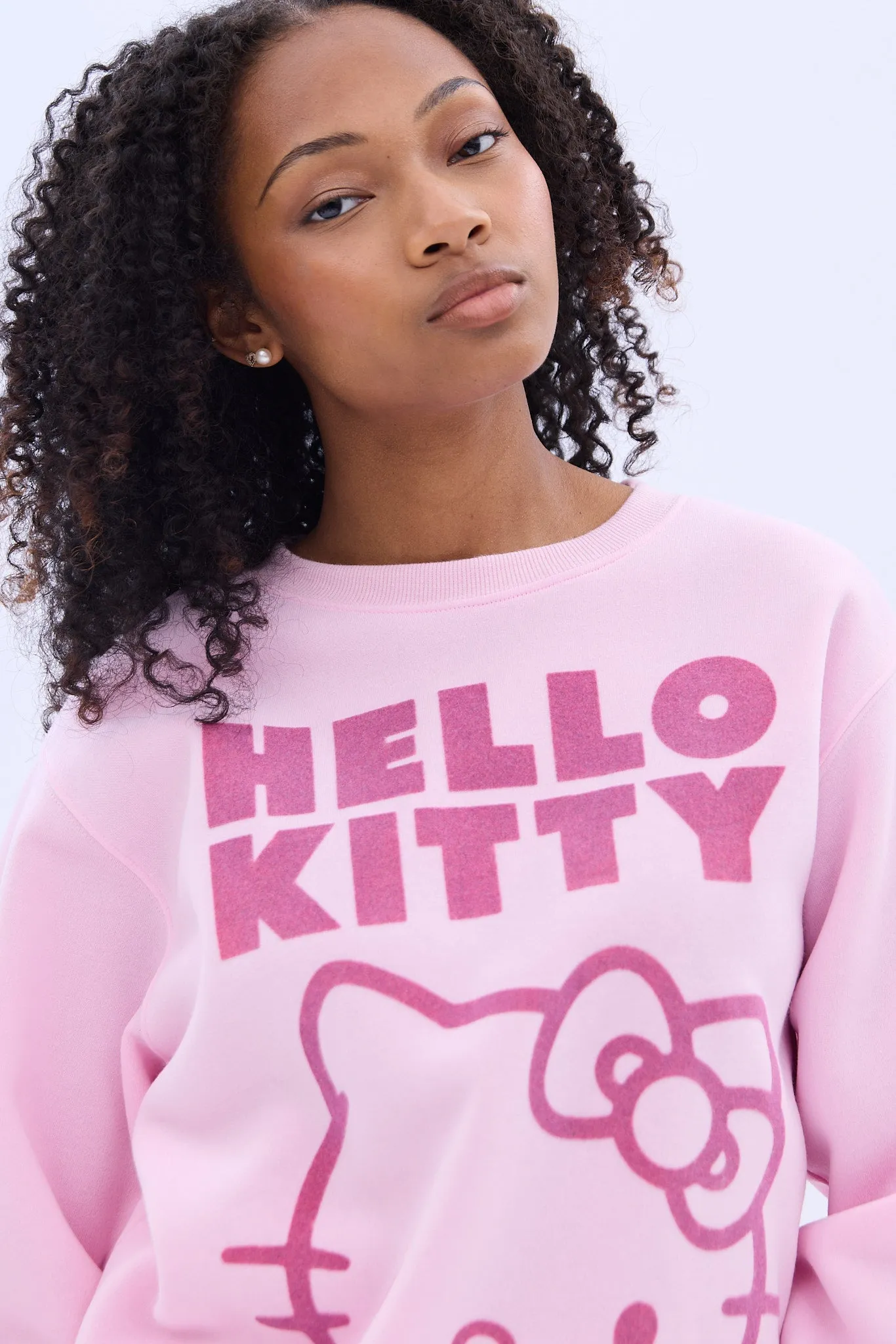 Hello Kitty Wave Graphic Crew Neck Sweatshirt