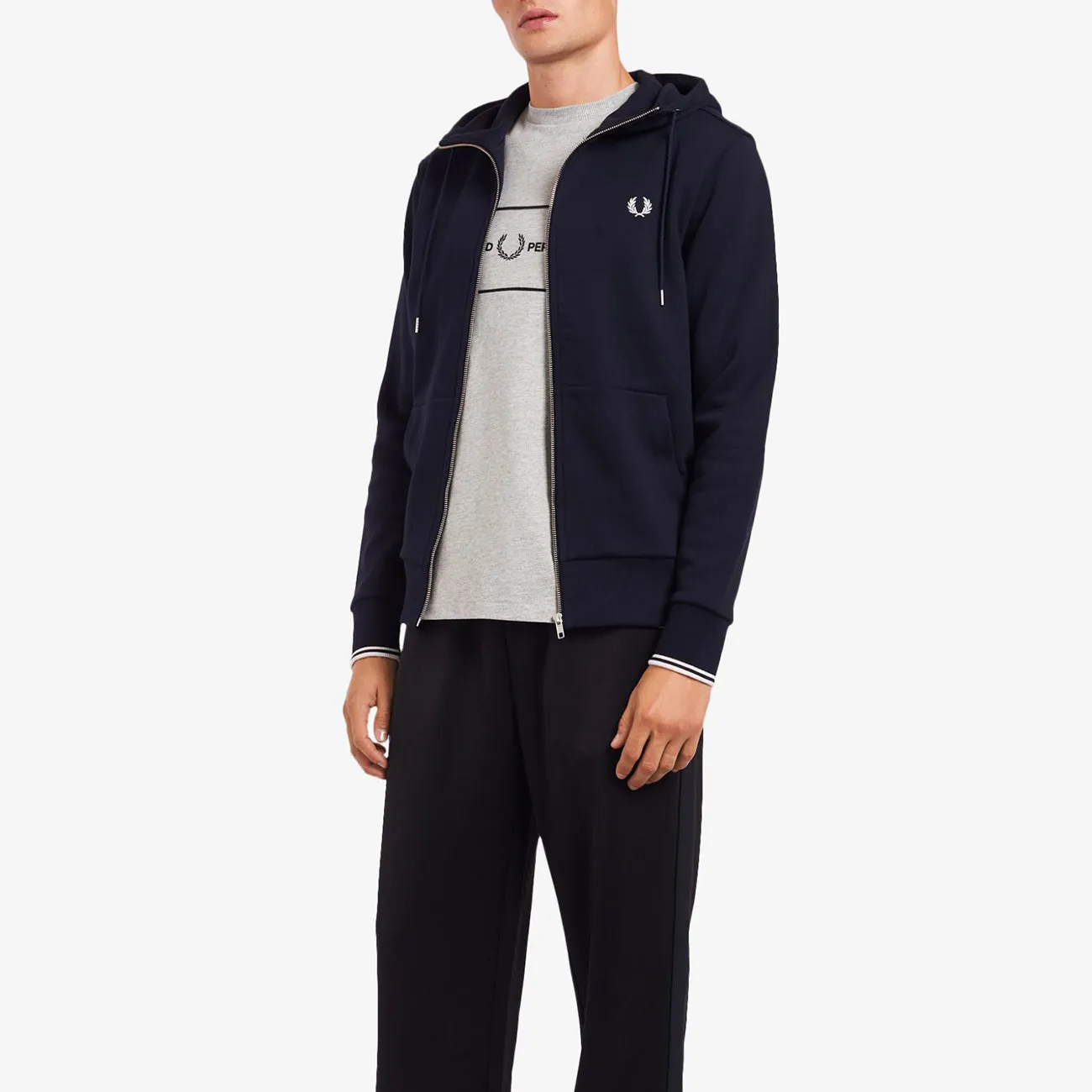 Hooded Zip Through Sweatshirt - Navy