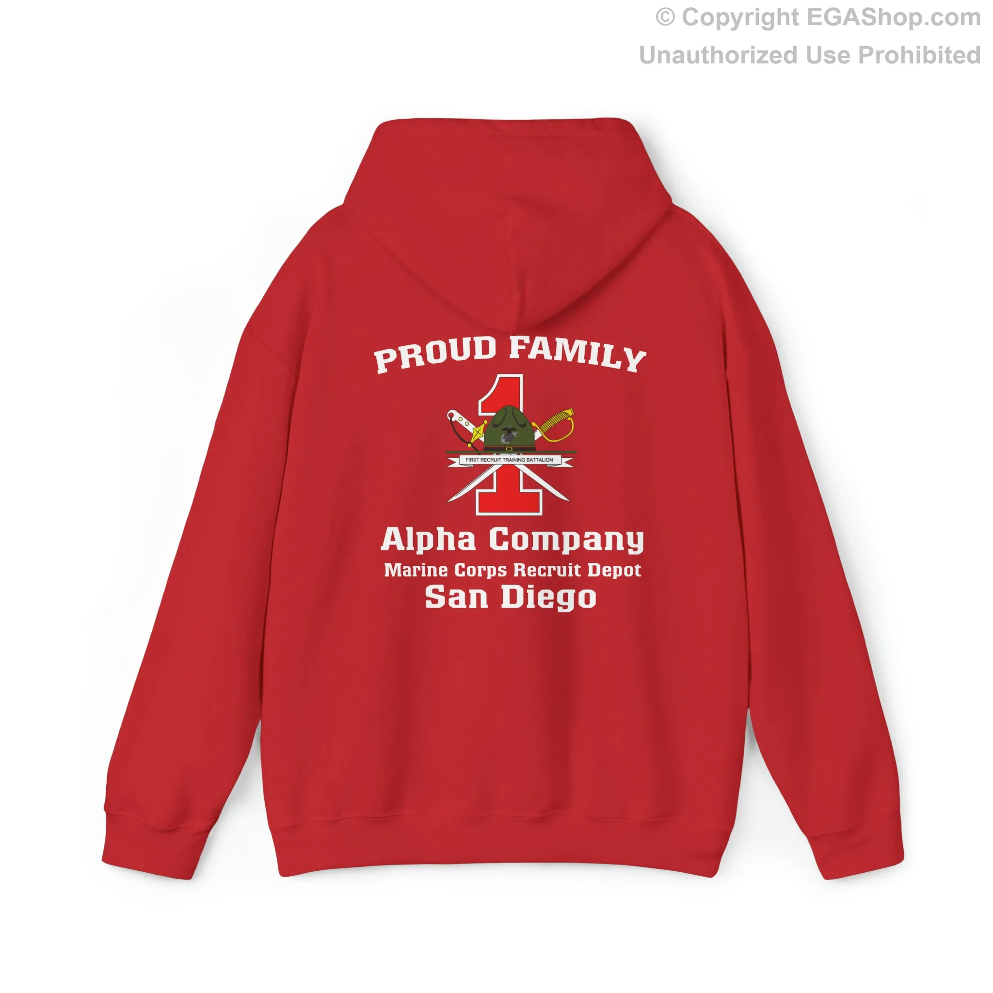 Hoodie: Alpha Co. MCRD San Diego (1st Battalion Crest on BACK)