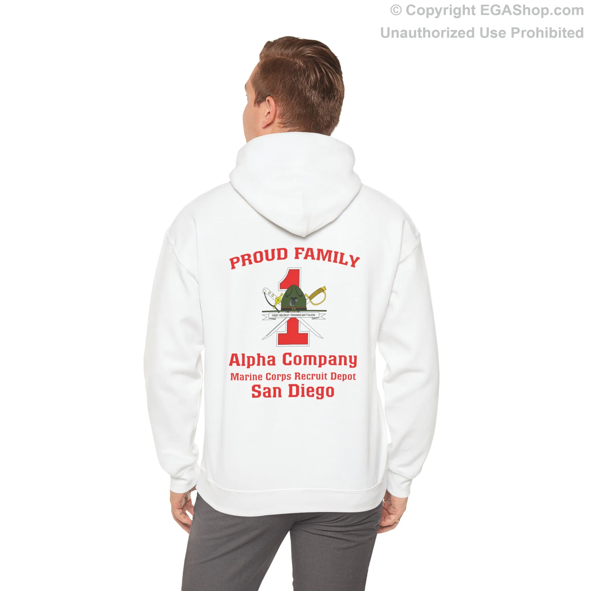 Hoodie: Alpha Co. MCRD San Diego (1st Battalion Crest on BACK)