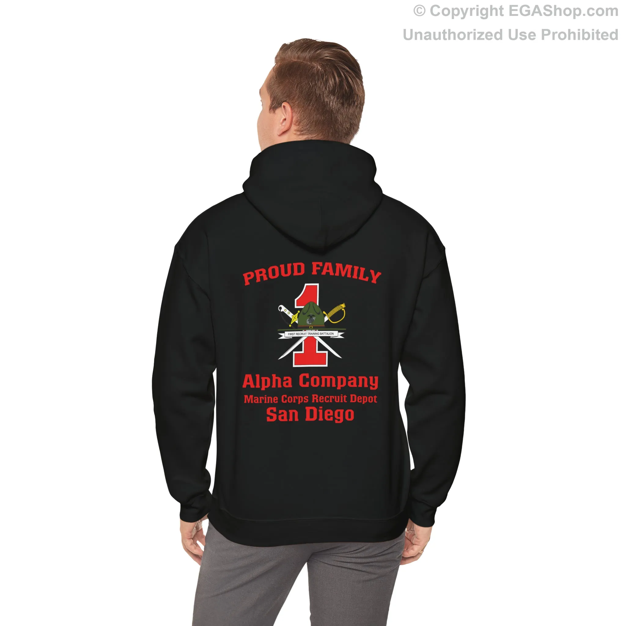 Hoodie: Alpha Co. MCRD San Diego (1st Battalion Crest on BACK)