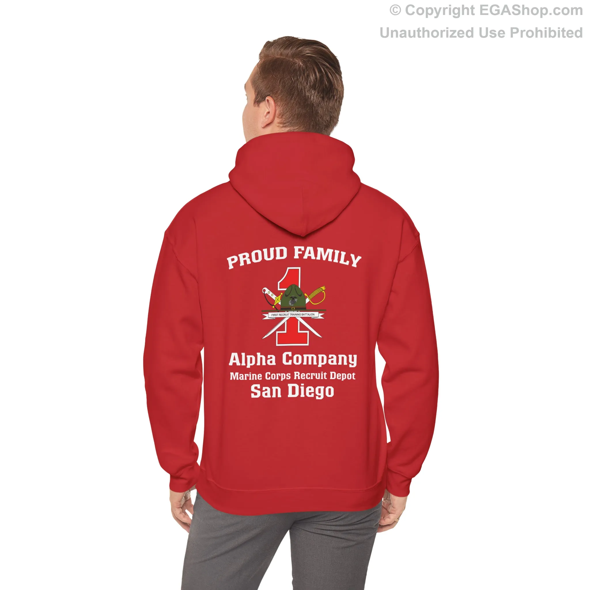 Hoodie: Alpha Co. MCRD San Diego (1st Battalion Crest on BACK)