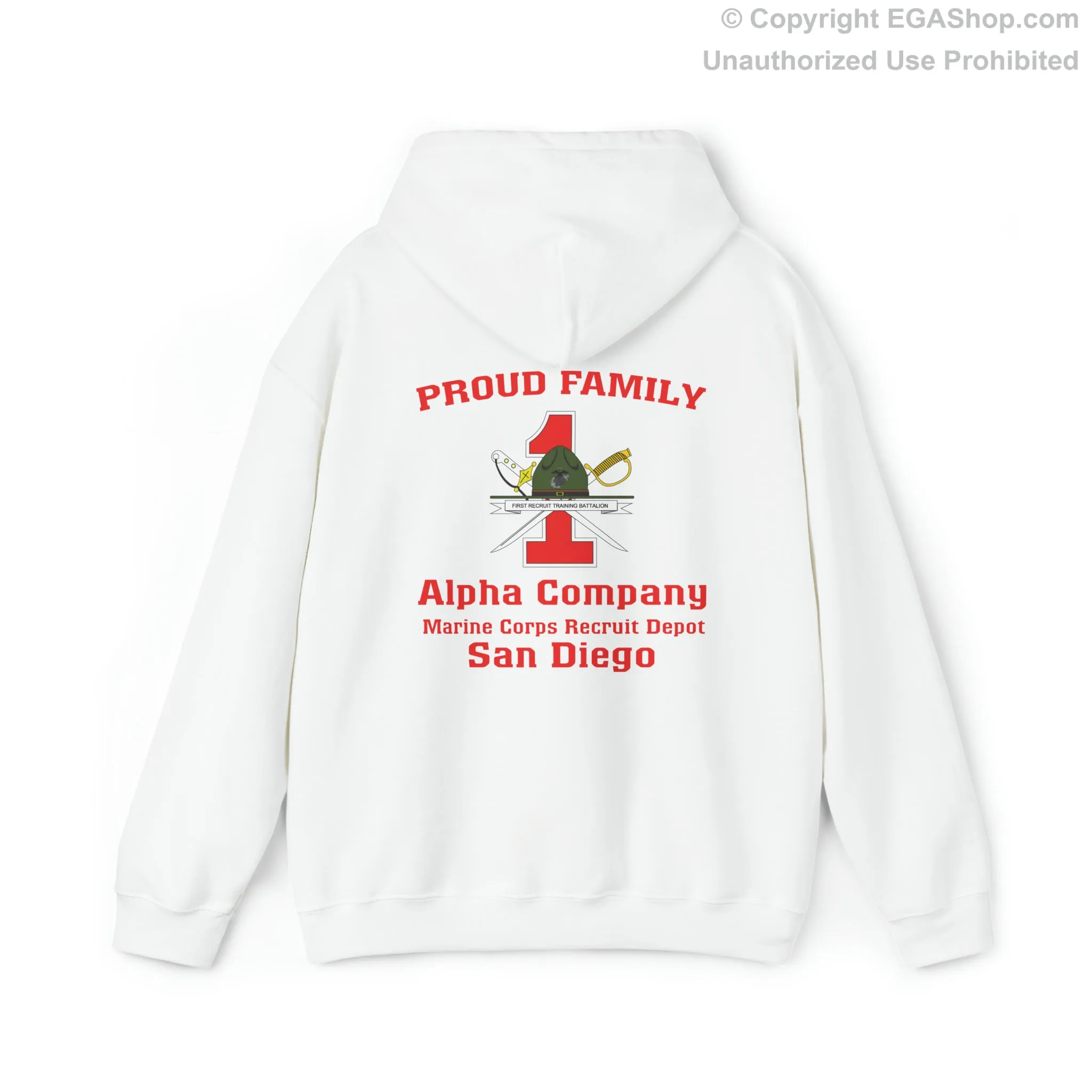 Hoodie: Alpha Co. MCRD San Diego (1st Battalion Crest on BACK)