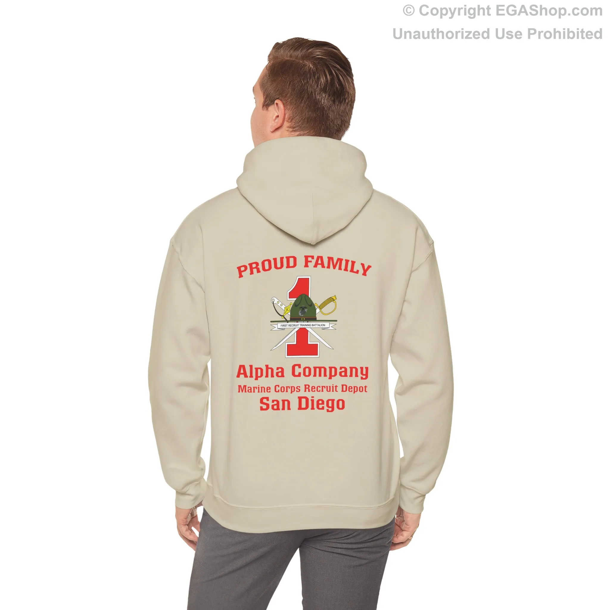 Hoodie: Alpha Co. MCRD San Diego (1st Battalion Crest on BACK)