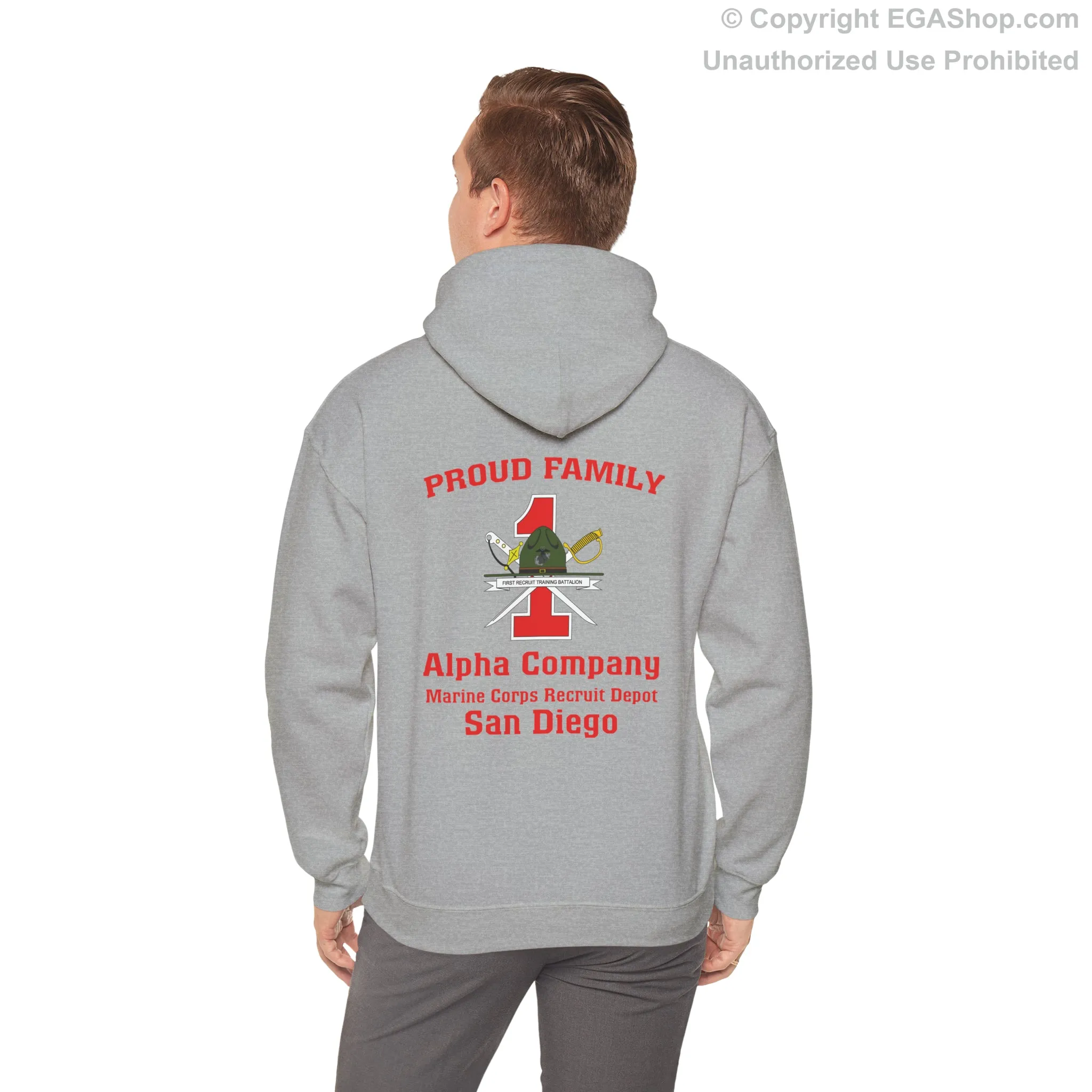 Hoodie: Alpha Co. MCRD San Diego (1st Battalion Crest on BACK)