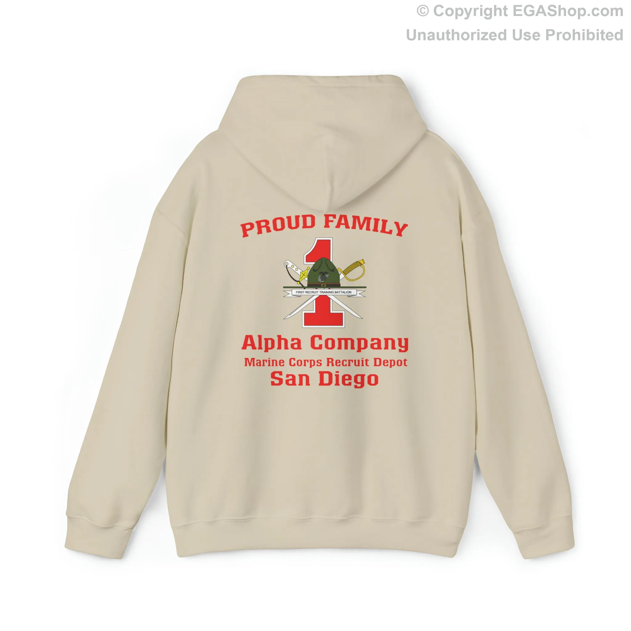 Hoodie: Alpha Co. MCRD San Diego (1st Battalion Crest on BACK)