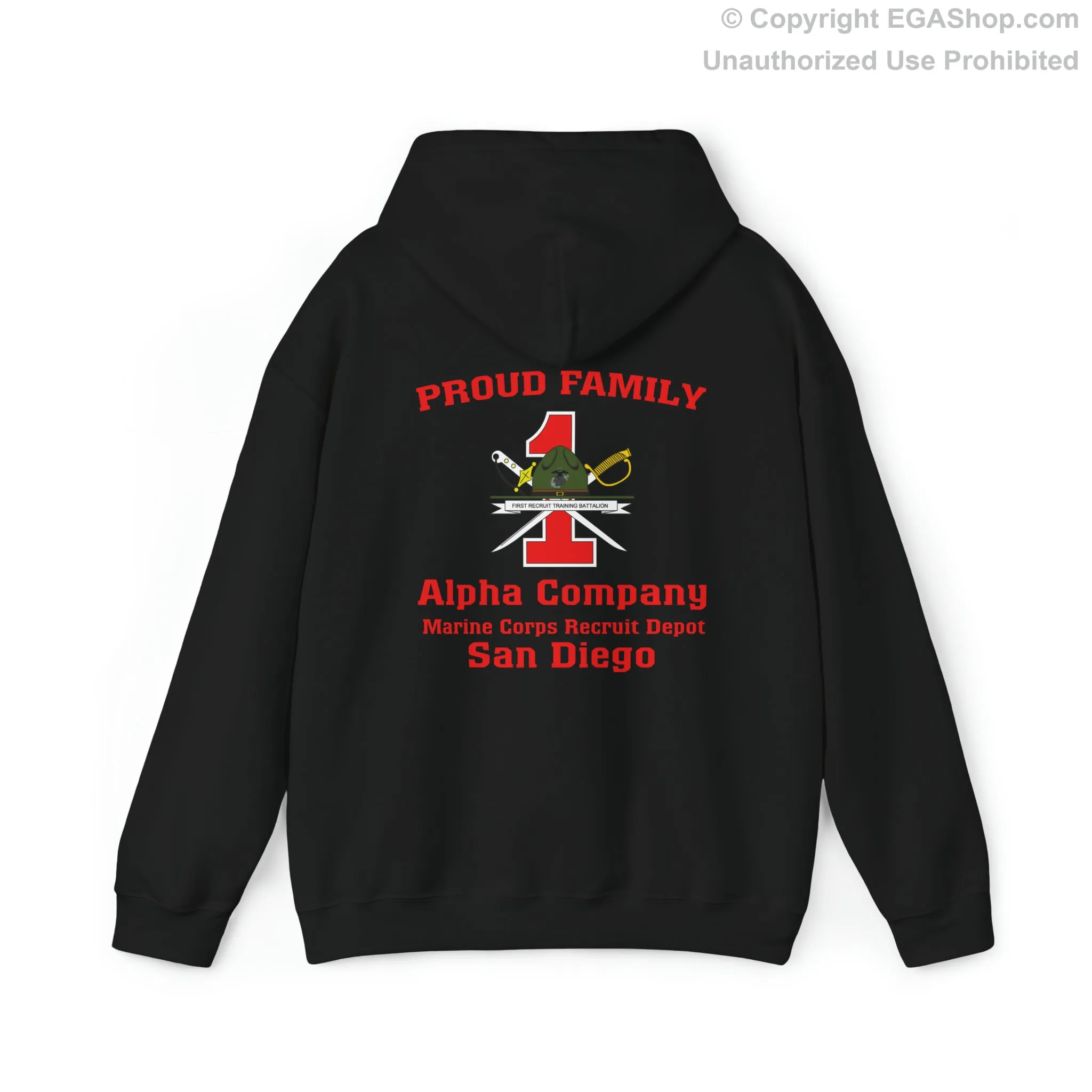 Hoodie: Alpha Co. MCRD San Diego (1st Battalion Crest on BACK)