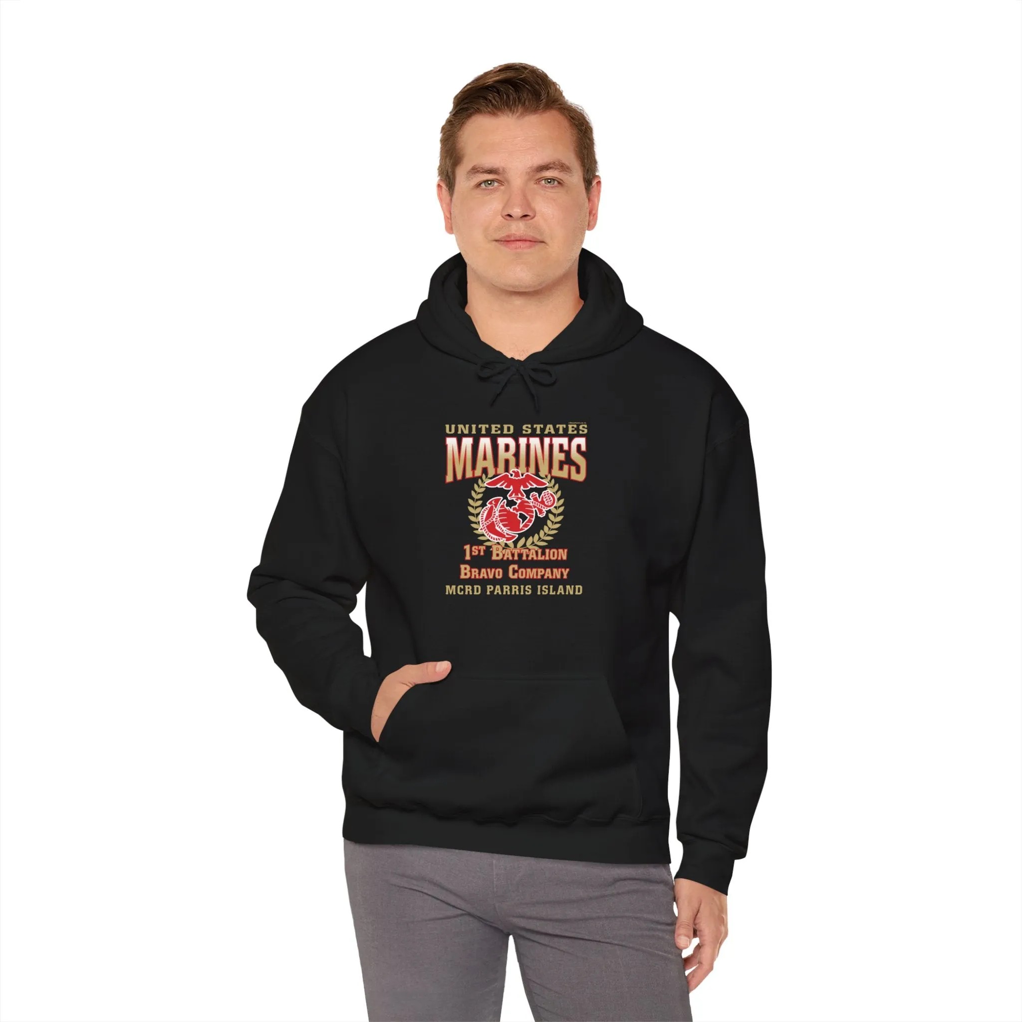 Hoodie: Bravo Co. MCRD Parris Island (EGA   Back Proud Family)