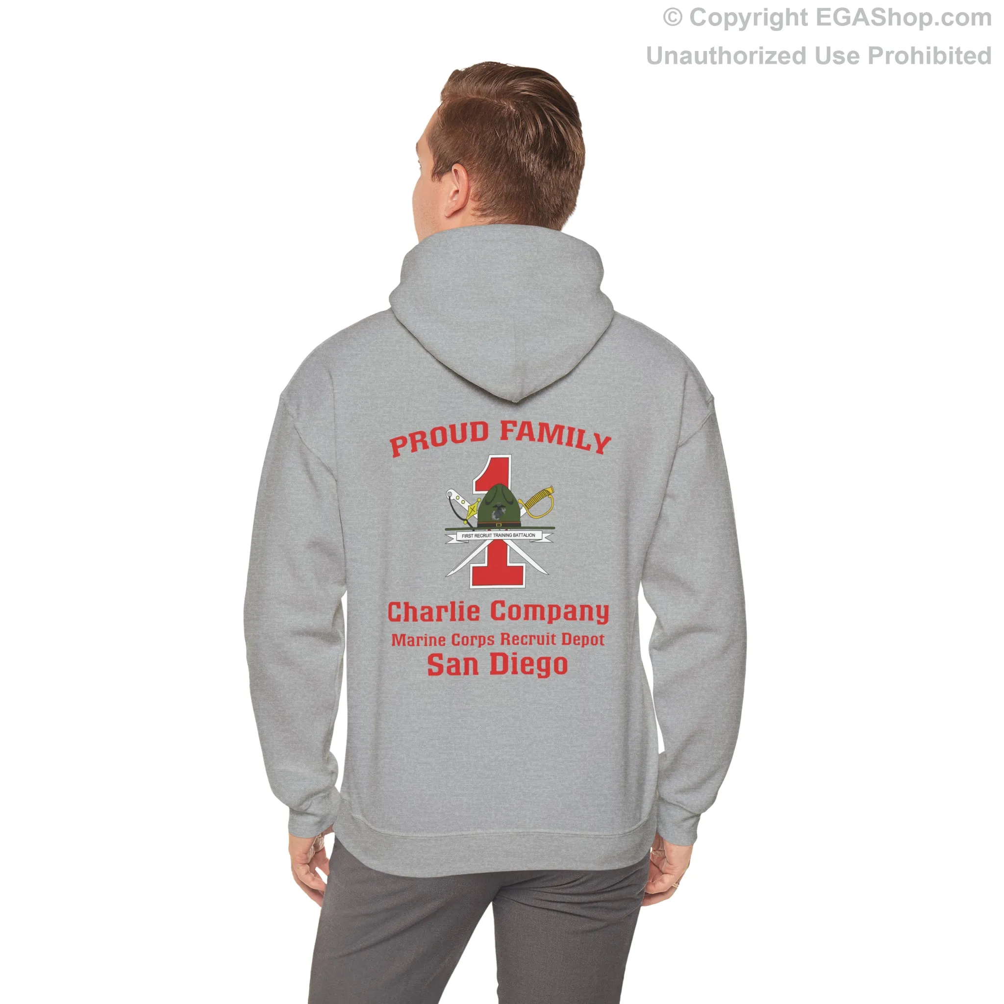 Hoodie: Charlie Co. MCRD San Diego (1st Battalion Crest on BACK)